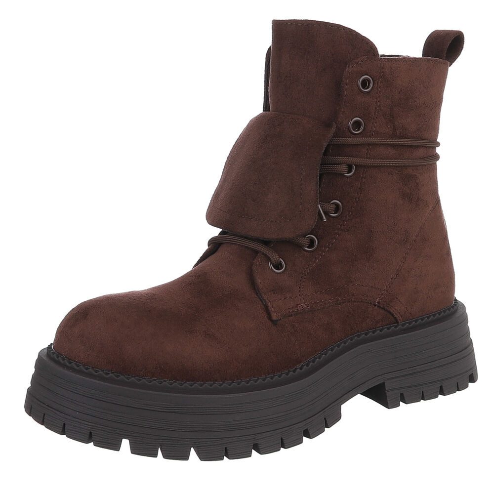 Ital-Design Robuste Damen Freizeitboots mit markanter Sohle Schnürstiefelet günstig online kaufen
