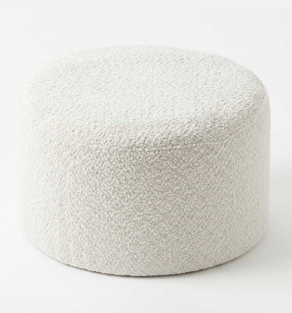 Xlmoebel Ottomane Beige runde Ottomane aus weichem Stoff für modernes Wohnzimmer, Made in Europa