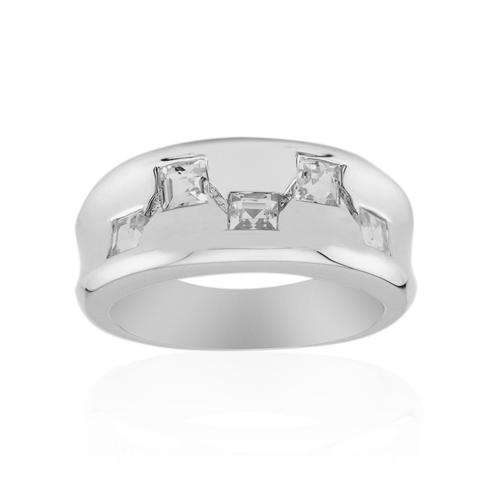 Cavill Silberring Cavill Herrenring 925 Sterling Silber, 5x weißer Topas 0,85 ct (1-tlg)