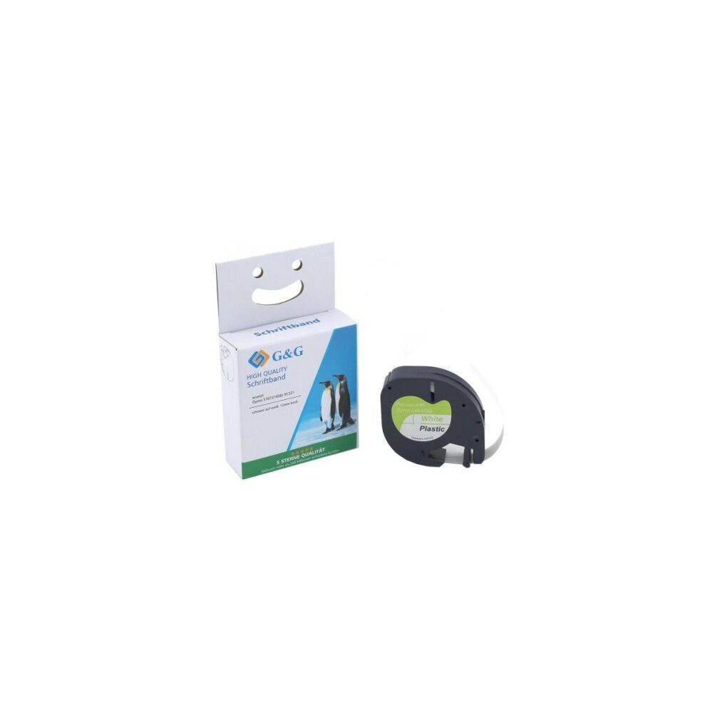 G & G Verlagsgesellschaft Druckerband G&G Schriftband 12mm x 4m sw-ws komp. m. Dymo S0721660/ 91221