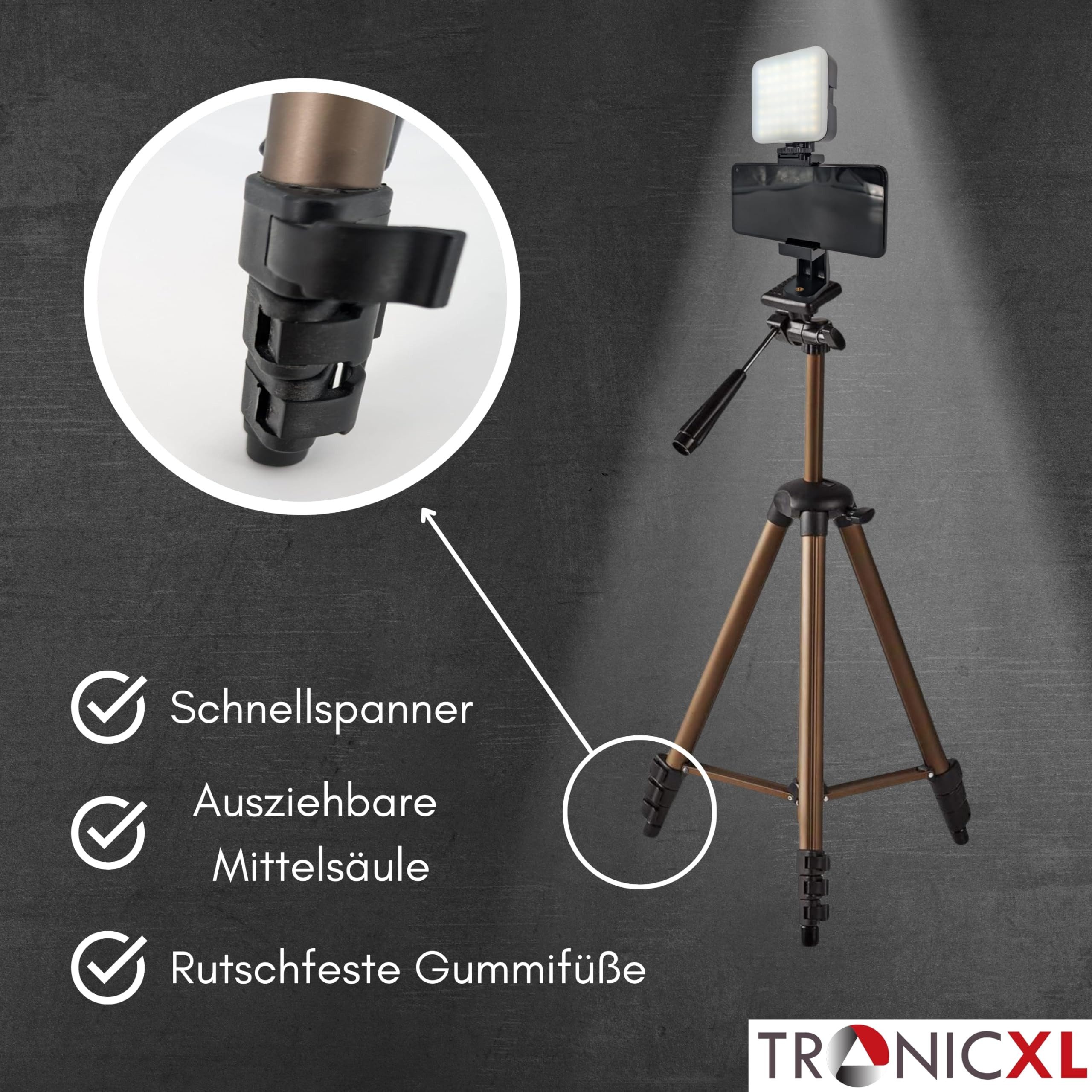TronicXL Lichtanlage Smartphone Stativ mit Licht Halterung für Apple Iphone Samsung Xiaomi, Videolampe Videoleuchte Selfie Video Foto – Bild 4 von 5