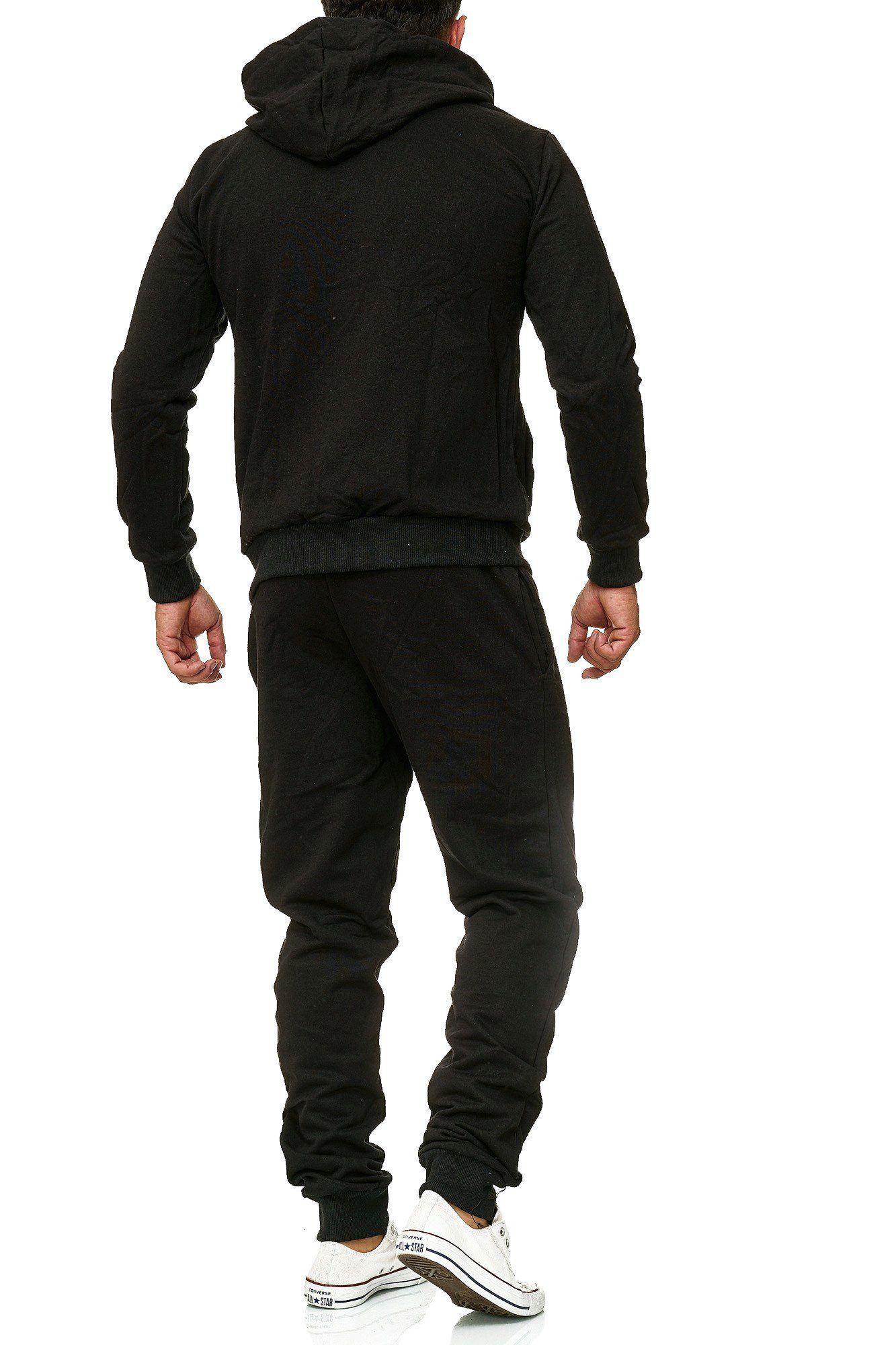 L.gonline Freizeitanzug Herren Jogginganzug, Freizeitanzug, Hausanzug 586 (Kapuzenjacke mit Reißverschluss, Hose, 2-tlg), Fitness Freizeit Casual
