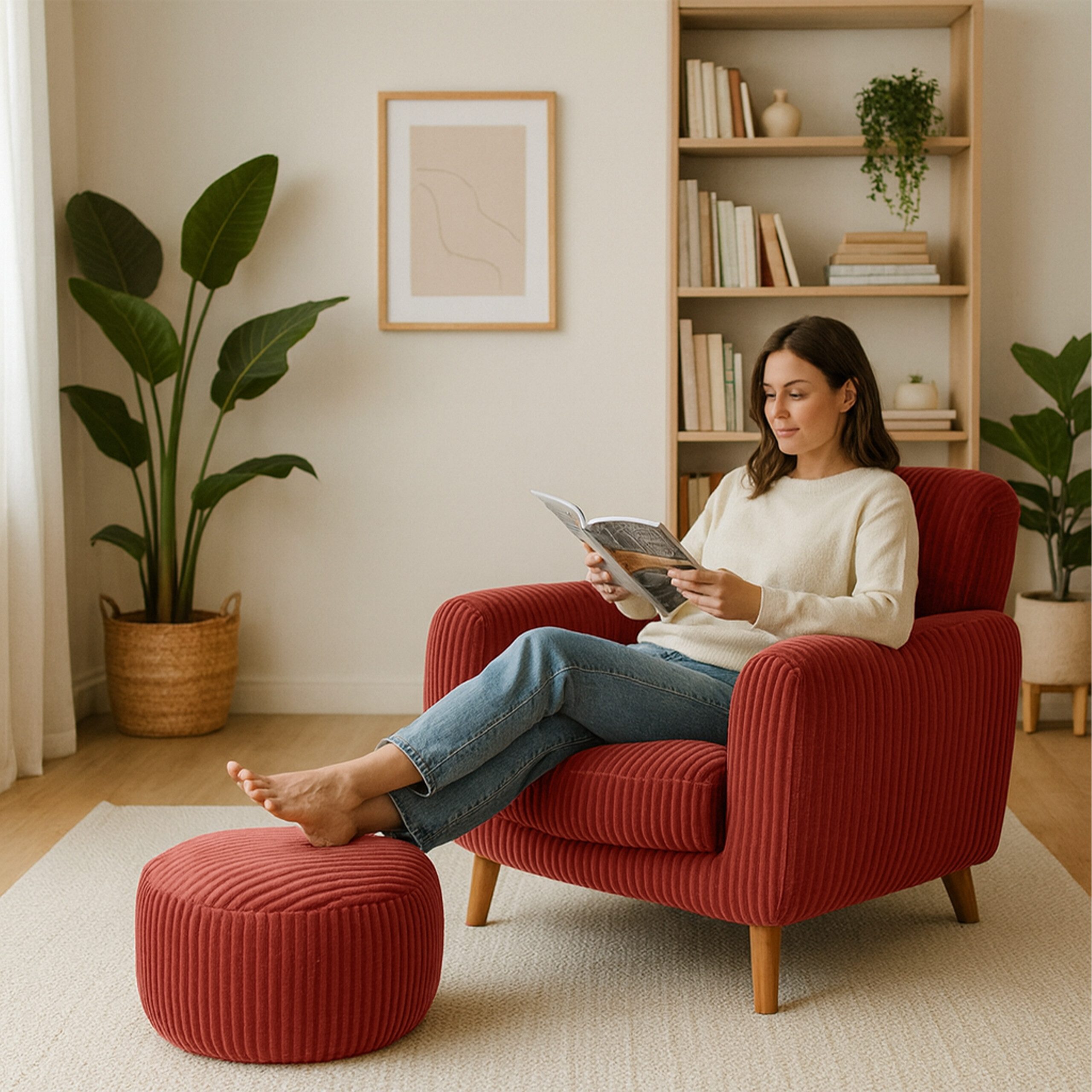 relaxdays Pouf mit Cordbezug, Rost günstig online kaufen