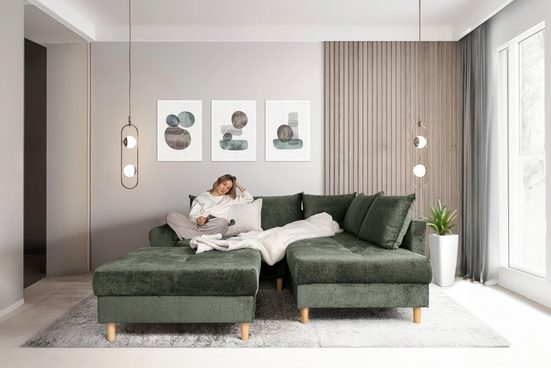 COLLECTION AB Ecksofa 30 Jahre Jubiläums-Modell REIMS L-Form, Ottomane beidseitig montierbar - Einrichtungsbeispiel