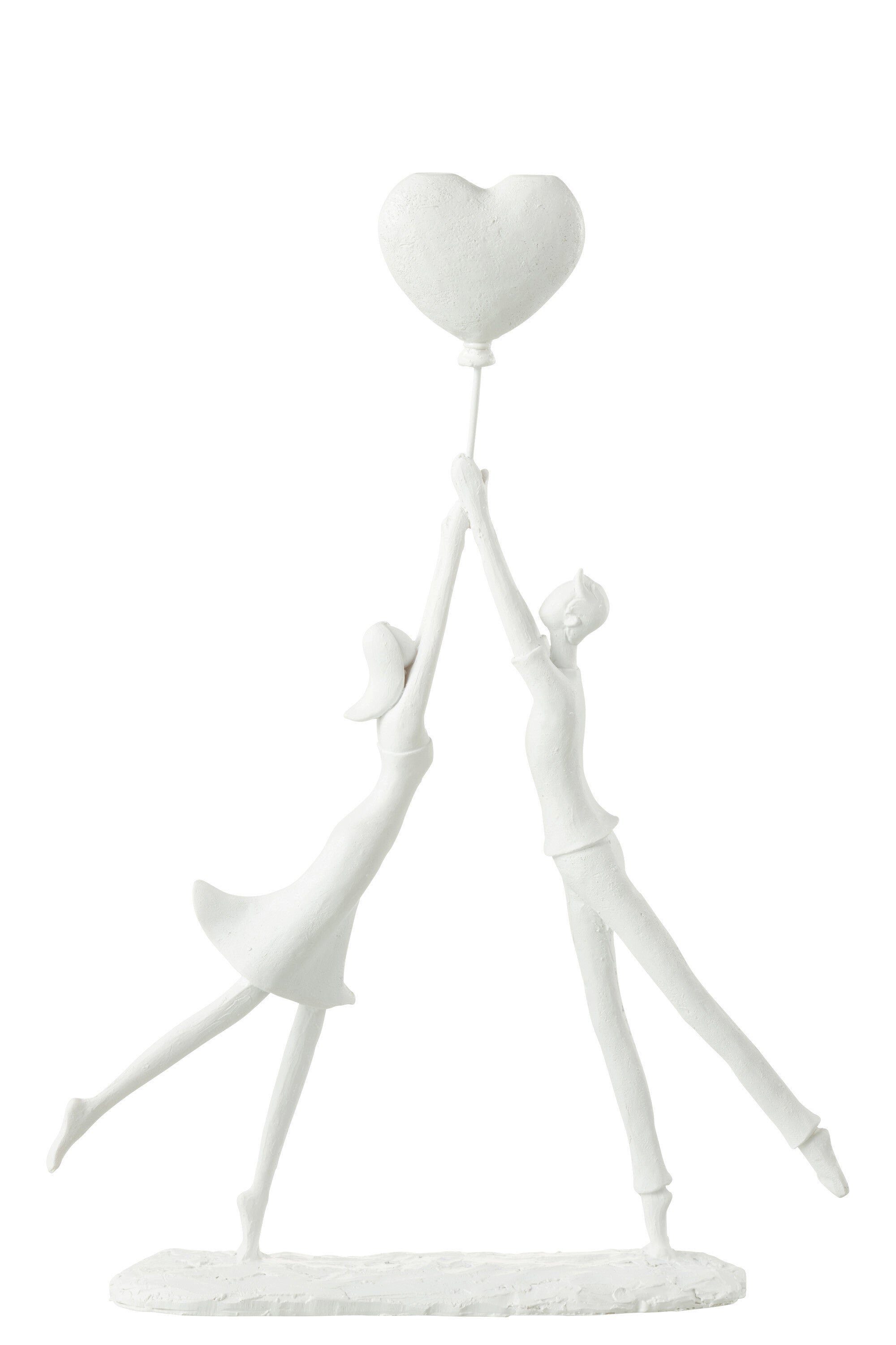 GILDE Dekoobjekt Moderne Skulptur Paar Stehend Herz Ball Poly Weiß -  Handgefertigte Rom