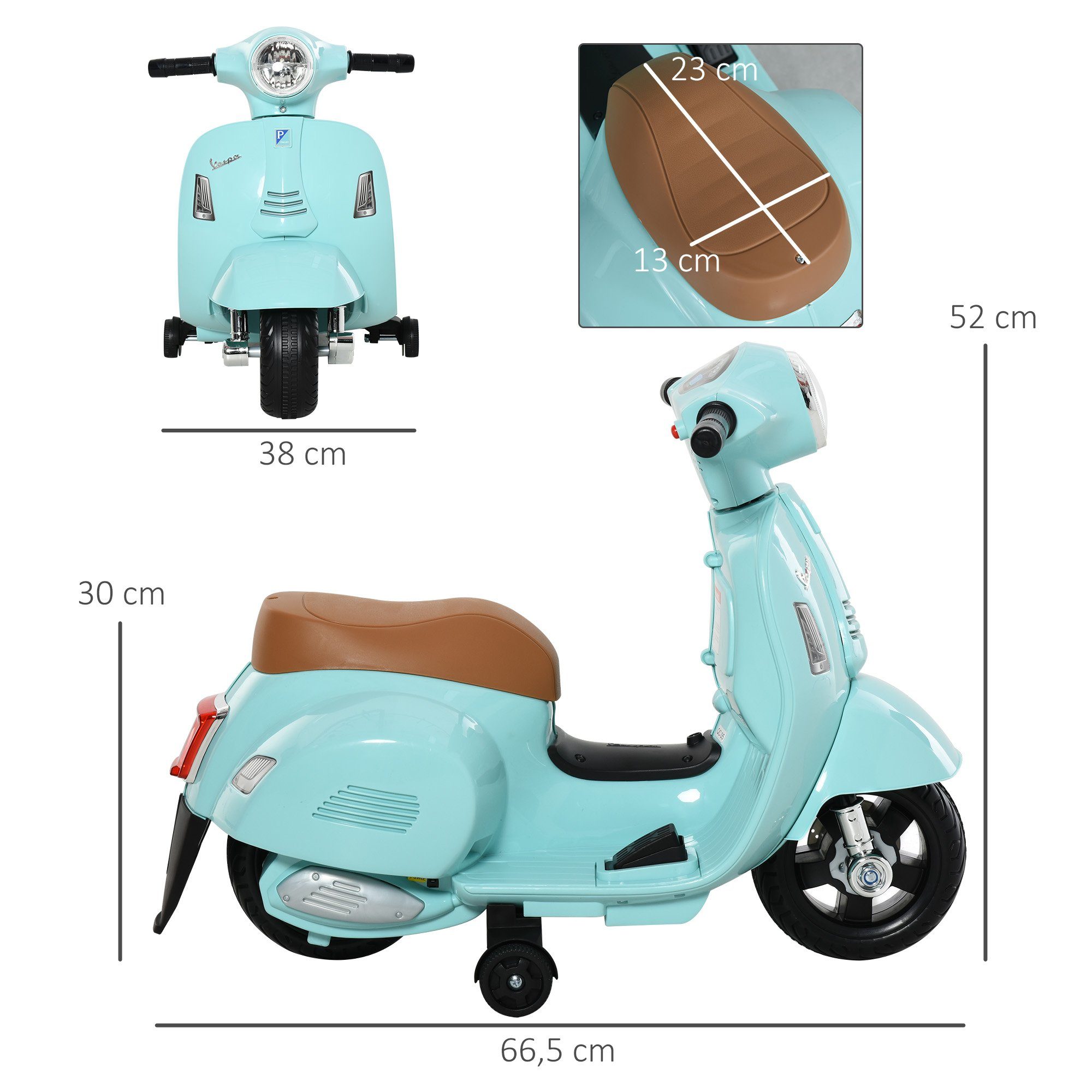 HOMCOM Elektro-Kindermotorrad Elektromotorrad, Elektrofahrzeug, inkl. Akku und Ladegerätfür, Belastbarkeit 25 kg, (1-tlg), für Außenbereich, Grün