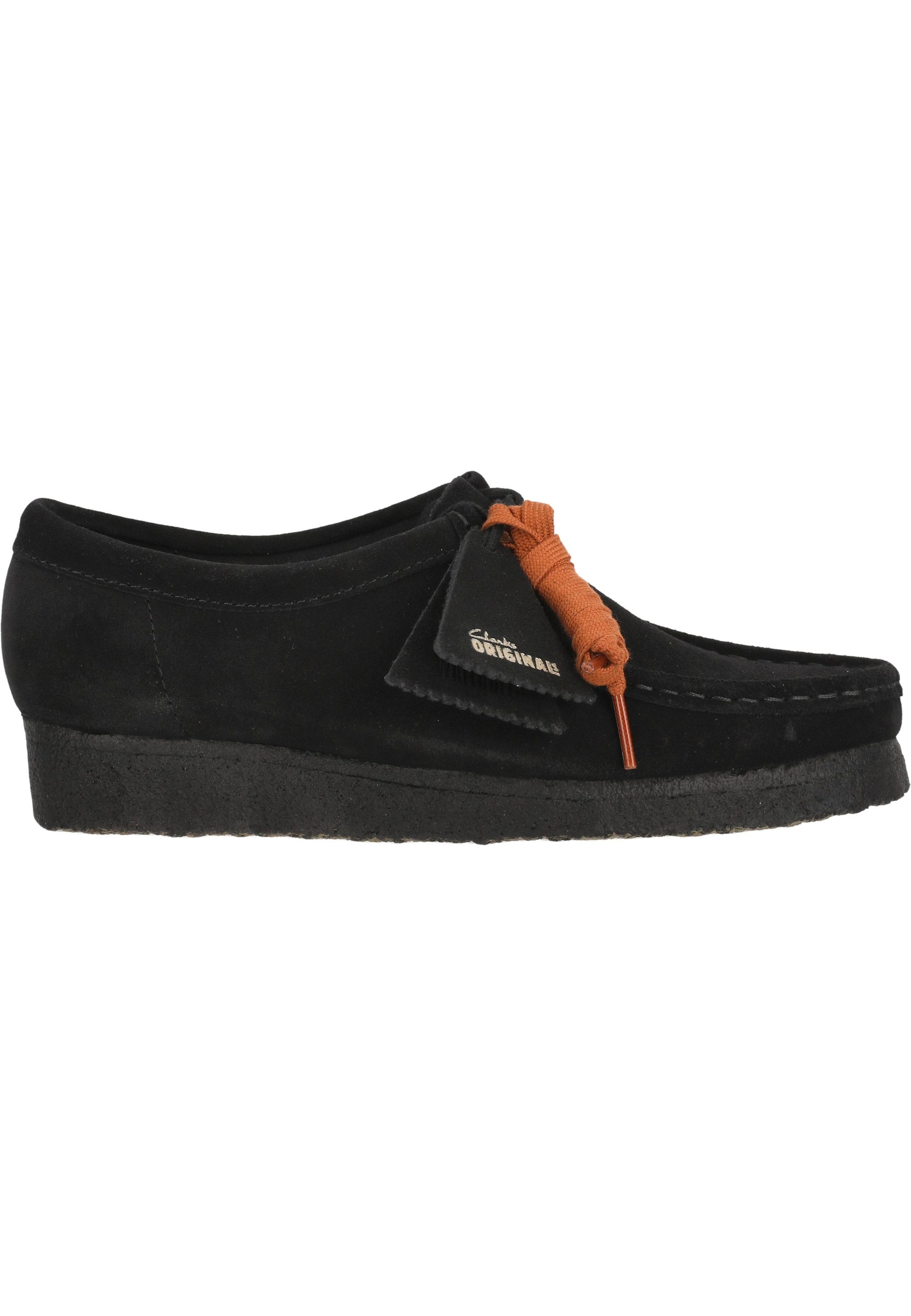 Clarks Wallabee. Black Sde Schnürschuh mit unnachahmlicher Kreppsohle
