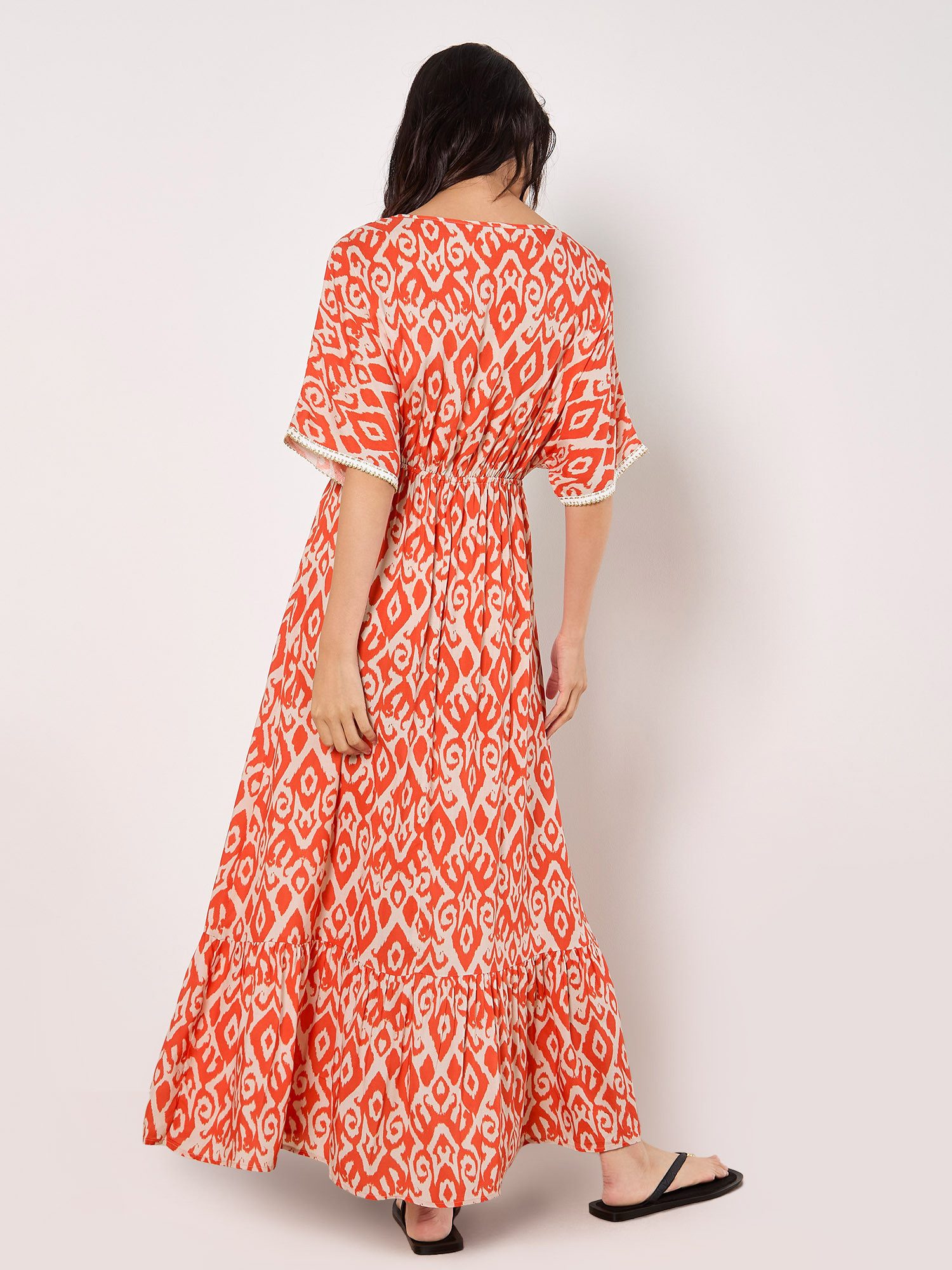 Apricot Maxikleid Ikat-Batwing-Maxikleid, mit Crochet-Details günstig online kaufen