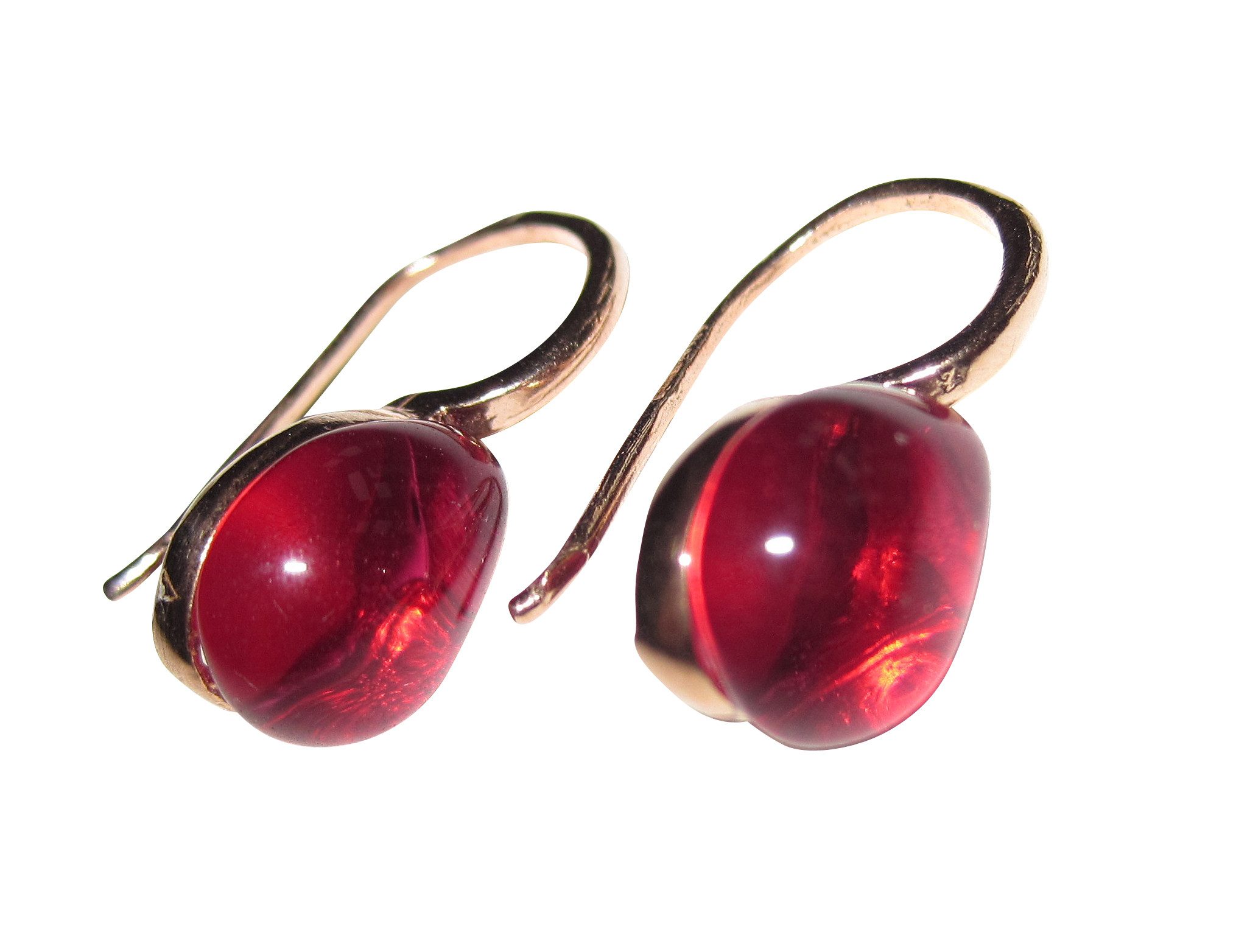 Mugello Paar Ohrhänger Bari fuchsia vergoldet klein leicht modern modisch, made in Italy, Sterlingsilber mit 18K Rotvergoldung
