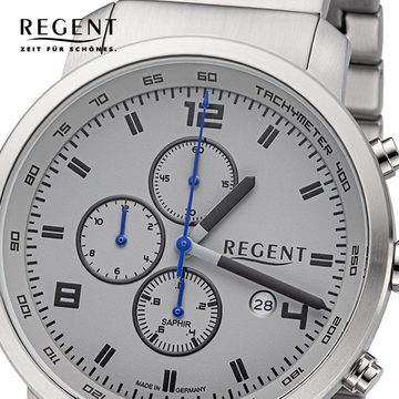 Regent Quarzuhr Regent Herren Armbanduhr Analog GM, Herren Armbanduhr rund, groß (ca. 44mm), Metallbandarmband