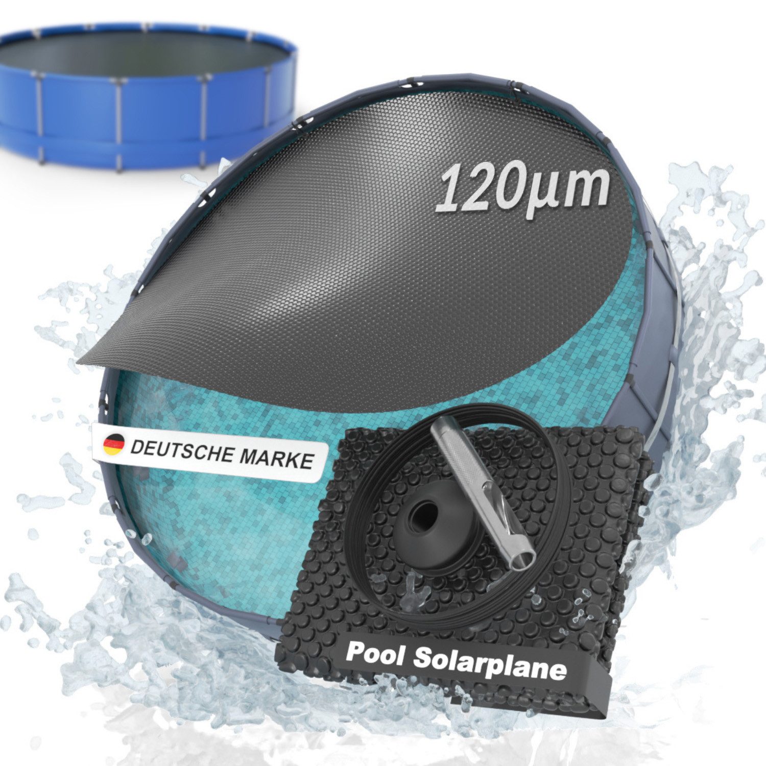 Planenfux® Solarabdeckplane Solarplane Pool rund schwarz 120µm Solarfolie Poolabdeckung, Ø 400 cm: Solarfolie Pool rund 400cm aus UV-beständiger 120µm PE-Folie