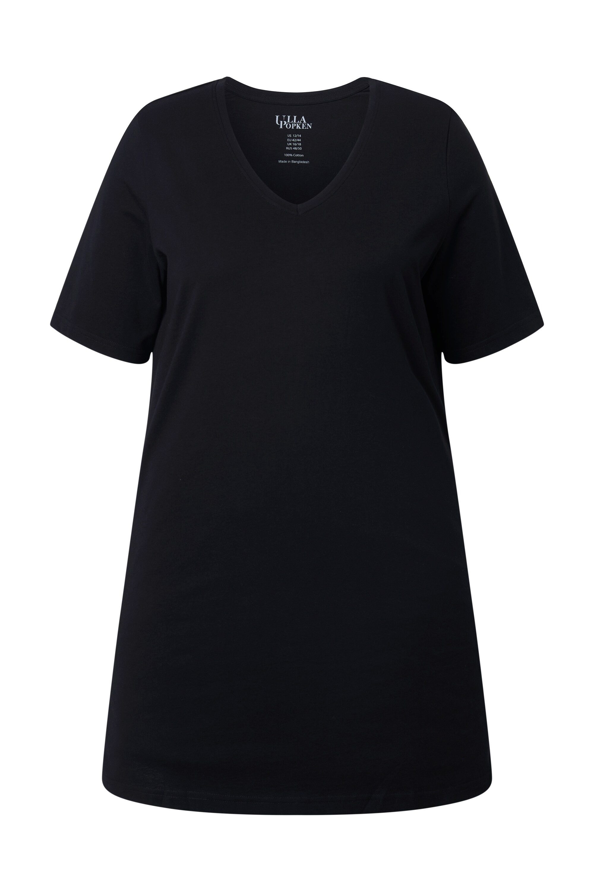 Ulla Popken Longshirt Longshirt A-Linie V-Ausschnitt Halbarm günstig online kaufen