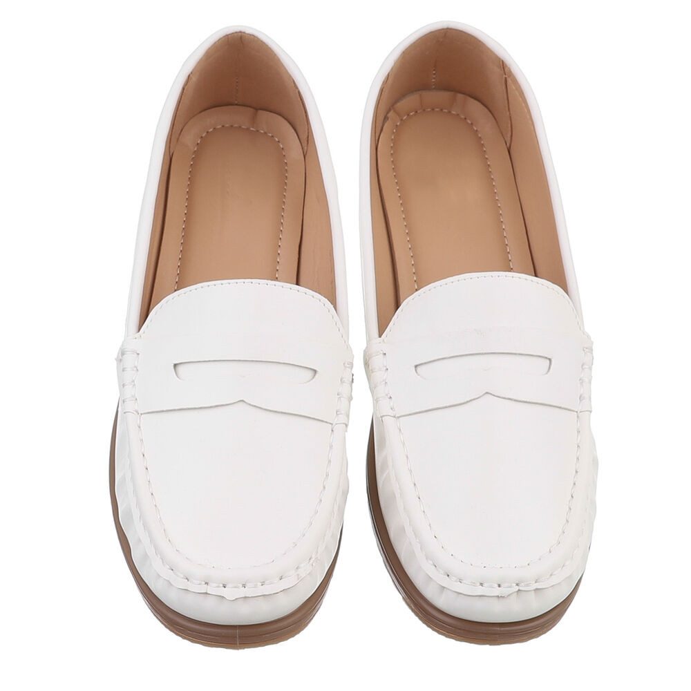 Ital-Design Elegante Slipper für Komfort und Stil Slipper (89091995) Keilabsatz/Wedge Mokassins in Weiß