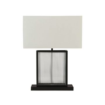 Licht-Erlebnisse Nachttischlampe JASON, ohne Leuchtmittel, E27 53 cm Schwarz matt Weiß Stoff Metall Jugendstil Wohnzimmer