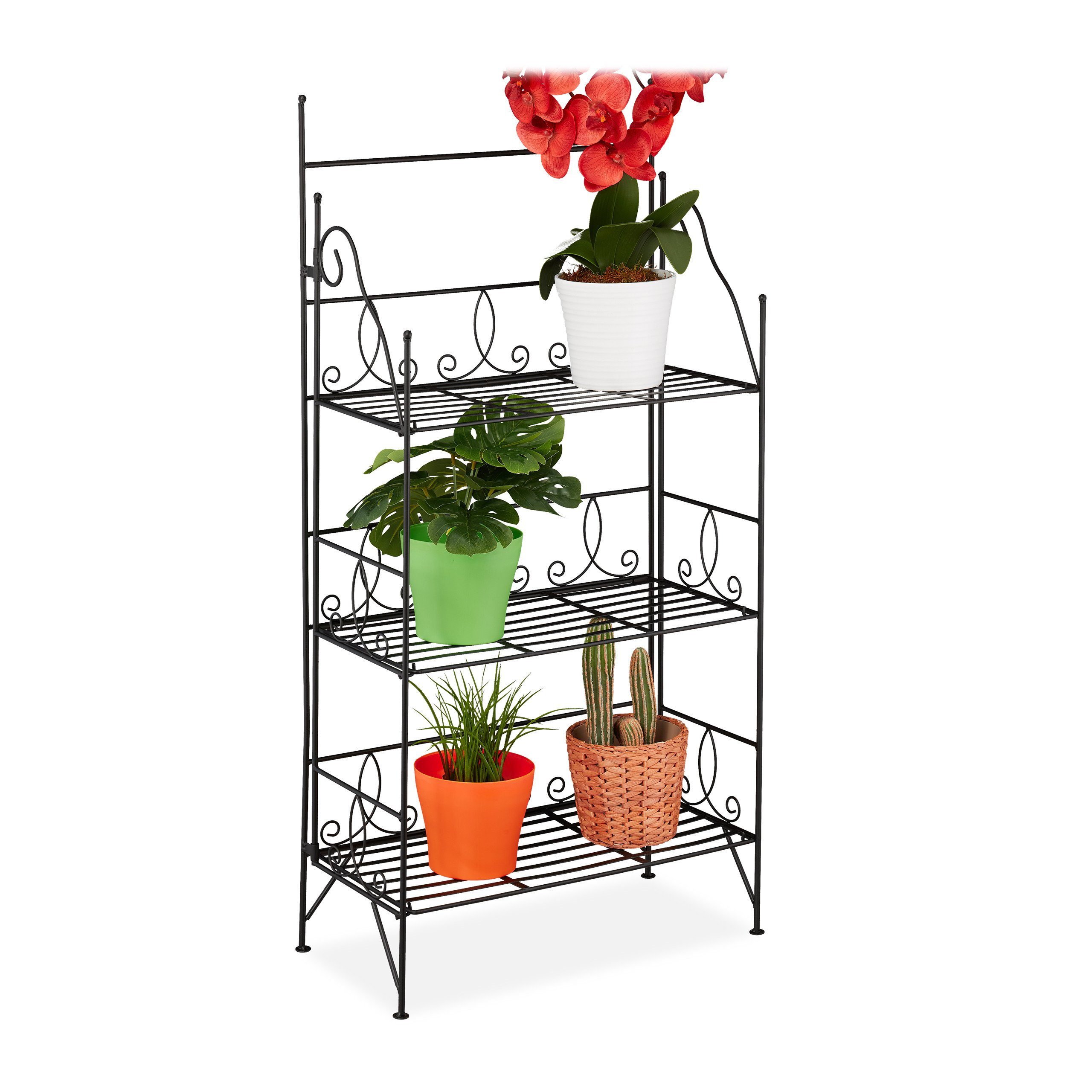Braun Eisen Pflanzenhalter Stand mit 4 Tier Regalen für Indoor Outdoor Home Balkon ZZBIQS Gartenwagen Display Rack Pflanzenständer 
