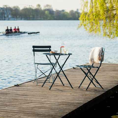 VANAGE Bistrotisch, Bistro Set Balkon, Balkonmöbel, klappbar, wetterbeständig, blau