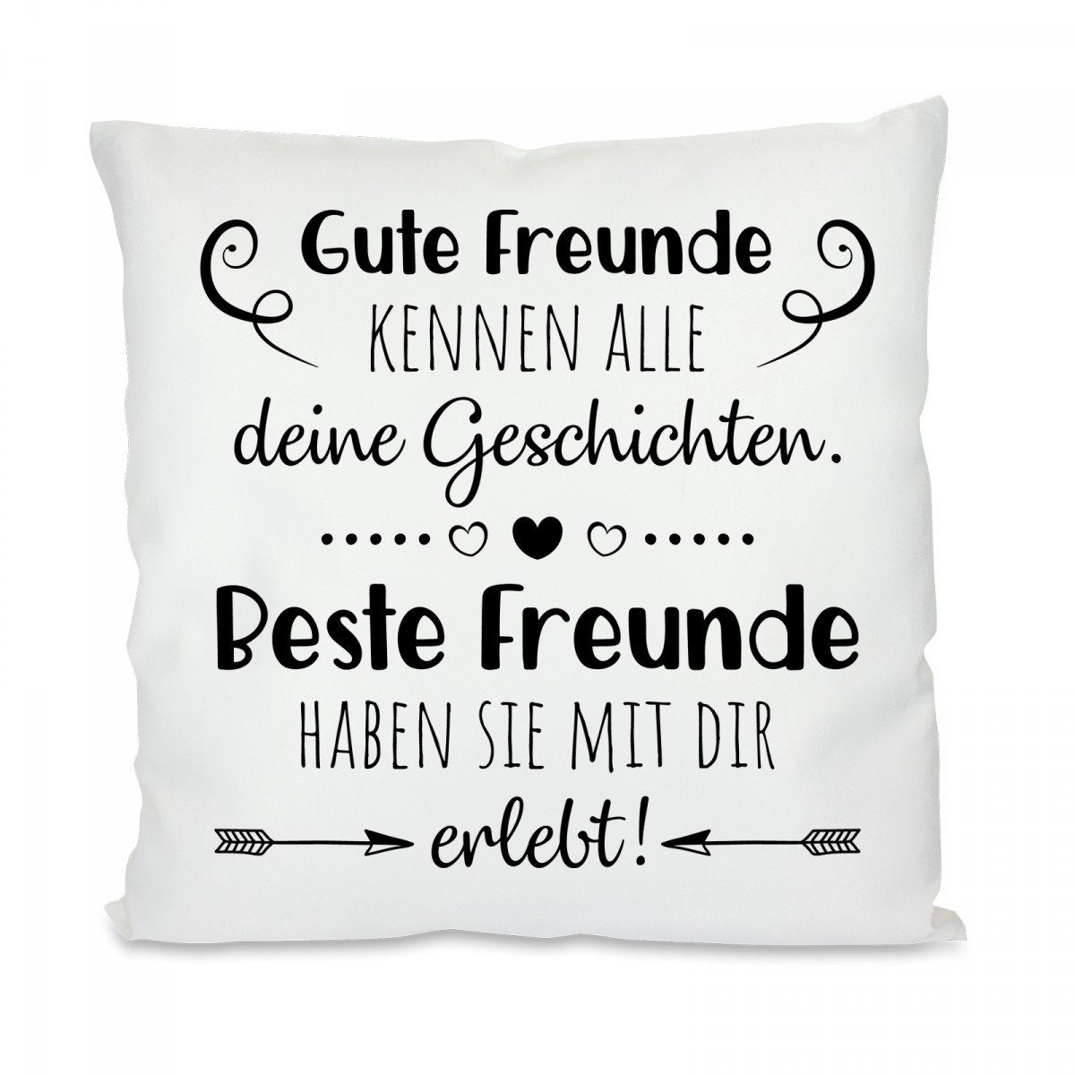 ᐅ Herzbotschaft Dekokissen Kissen mit einseitigem Motiv Gute Freunde