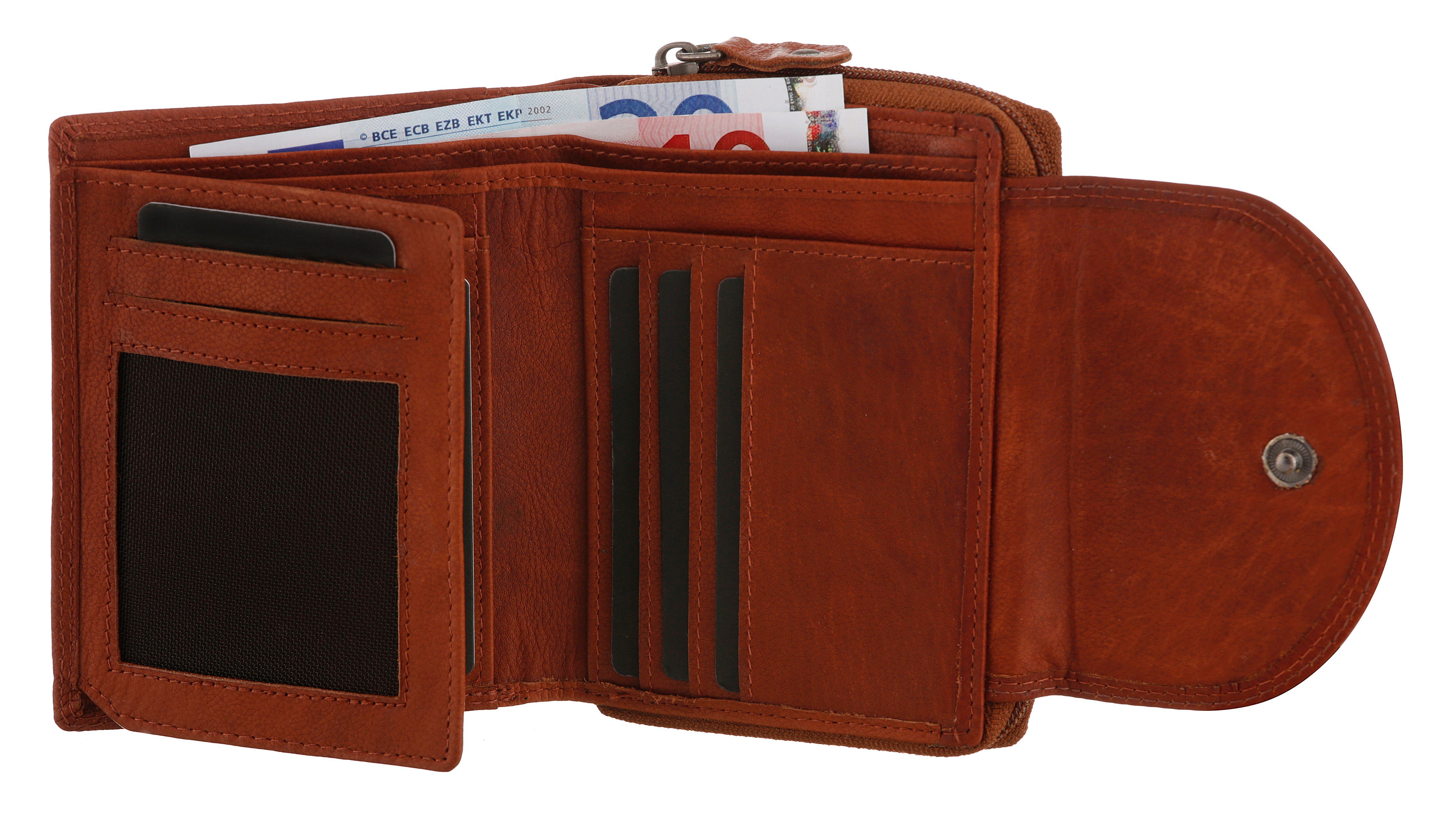 Geldbörse wallet brown top MUSTANG Format praktischen Udine im leather opening,