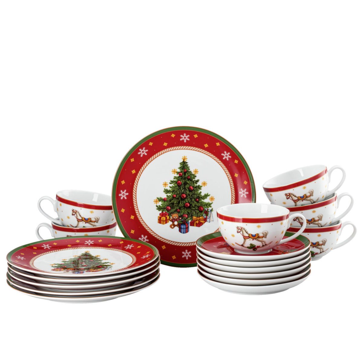 Hutschenreuther Кавовий сервіз Happy Wintertime Weihnachtsgeschirr, 6 Personen, Porzellan, 18-tlg.