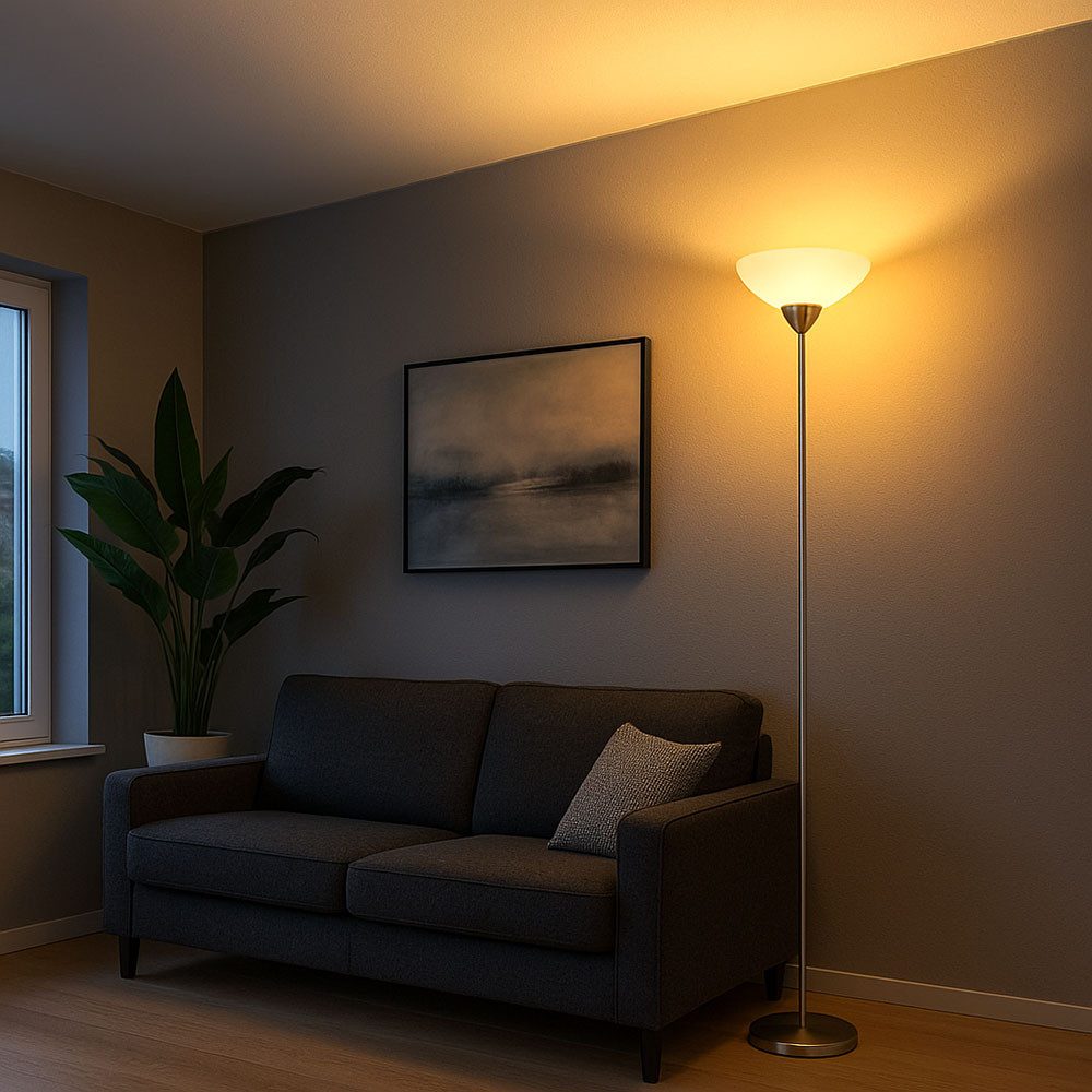 GLOBO LIGHTING LED Stehlampe, Leuchtmittel inklusive, Warmweiß, LED Stehleuchte Standlampe Аплайтер Glas opal Metall nickel