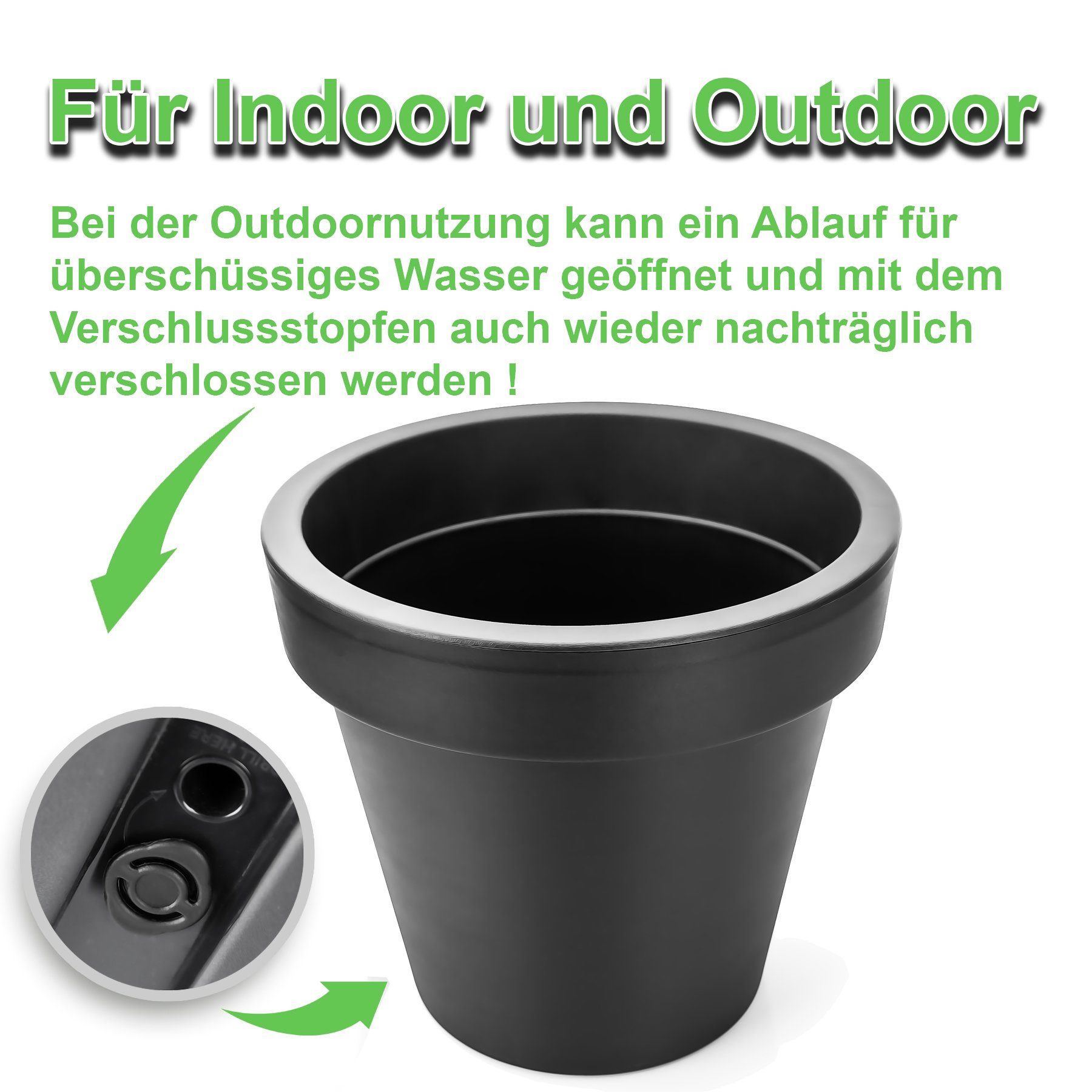 BigDean Blumentopf 2x Pflanzkübel XXL ø 60 cm anthrazit wetterfester Blumenkübel (Set, 2 St., Pflanzkästen), Pflanzkübel, Blumentopf, Indoor & Outdoor geeignet, Wetterfest