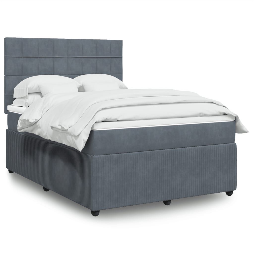 vidaXL Boxspringbett mit Matratze Dunkelgrau 140x200 cm Samt2102720 günstig online kaufen