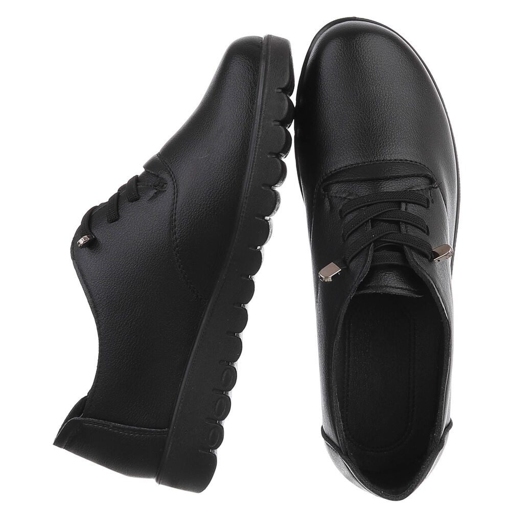 Ital-Design Vielseitiger Freizeitschuh mit hohem Tragekomfort für Damen Schnürschuh (91554613) Flach Schnürer in Schwarz