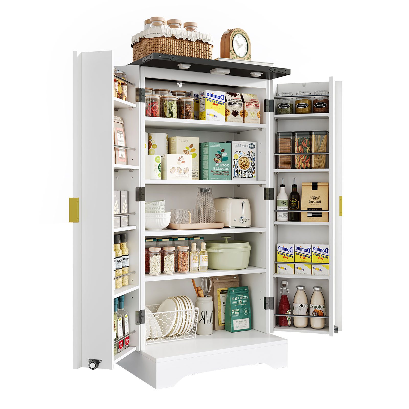 Yorbay Mehrzweckschrank mit LED-Beleuchtung & verstellbaren Regalen (120x60 günstig online kaufen