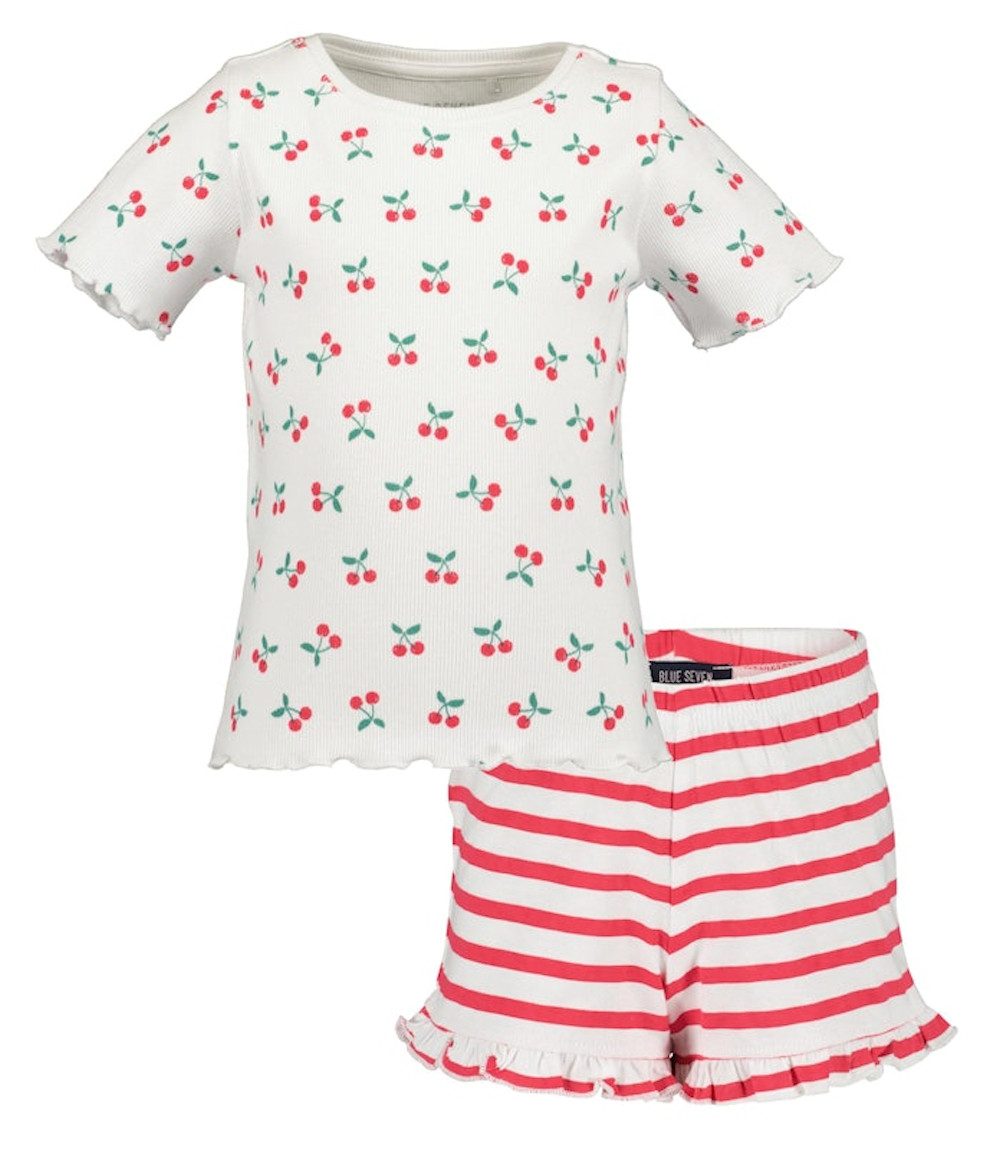 Shorty Blue Seven Mädchen Shorty Kirschen Schlafanzug Pyjama kurz weiß rot