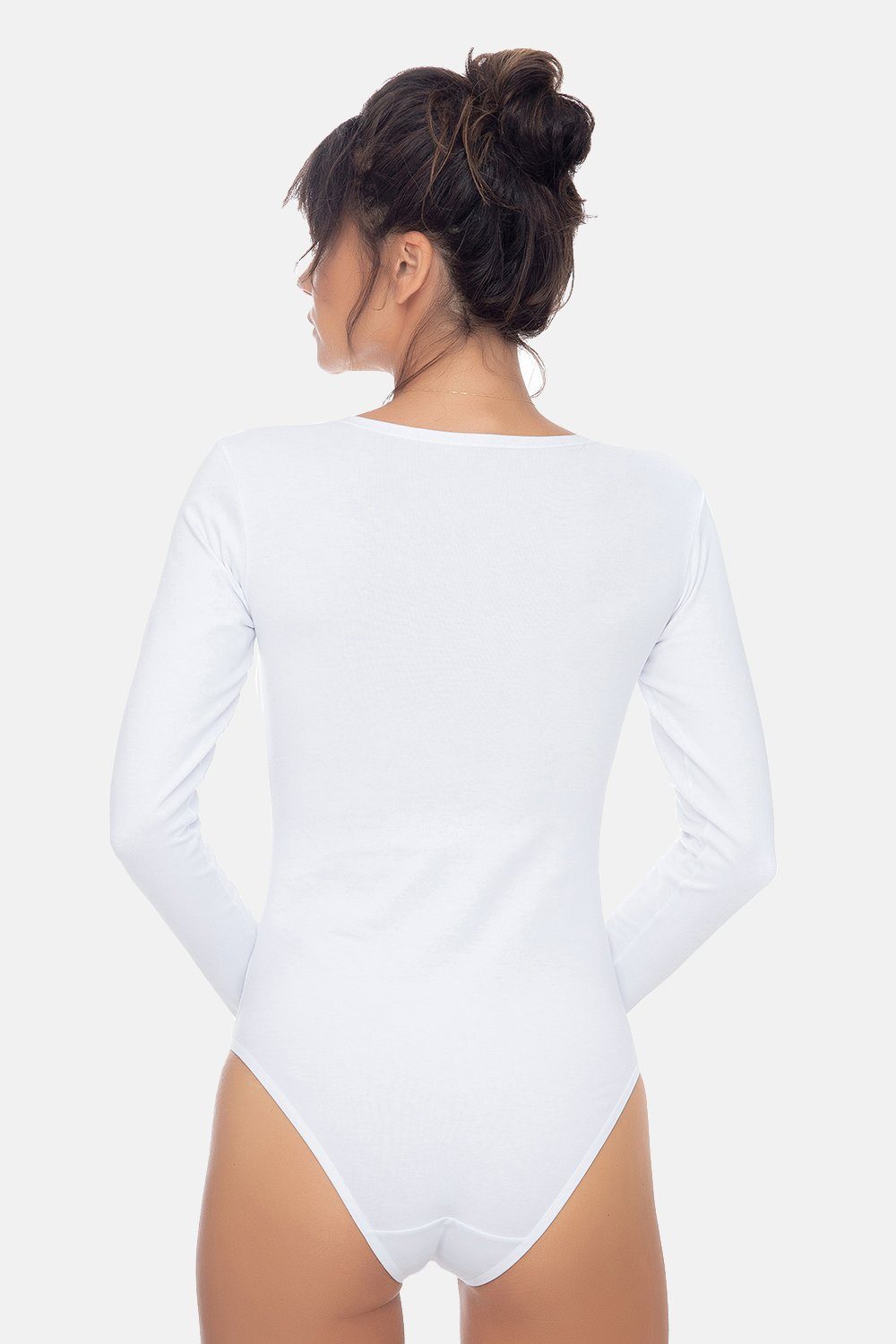 Evoni Body für Damen Langarm Blusenbody mit Rundhals