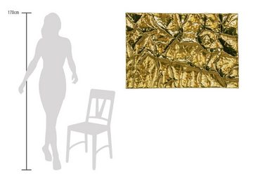 KUNSTLOFT Metallbild Goldenes Versteck 120x82 cm, handgefertiges Wandrelief 3D