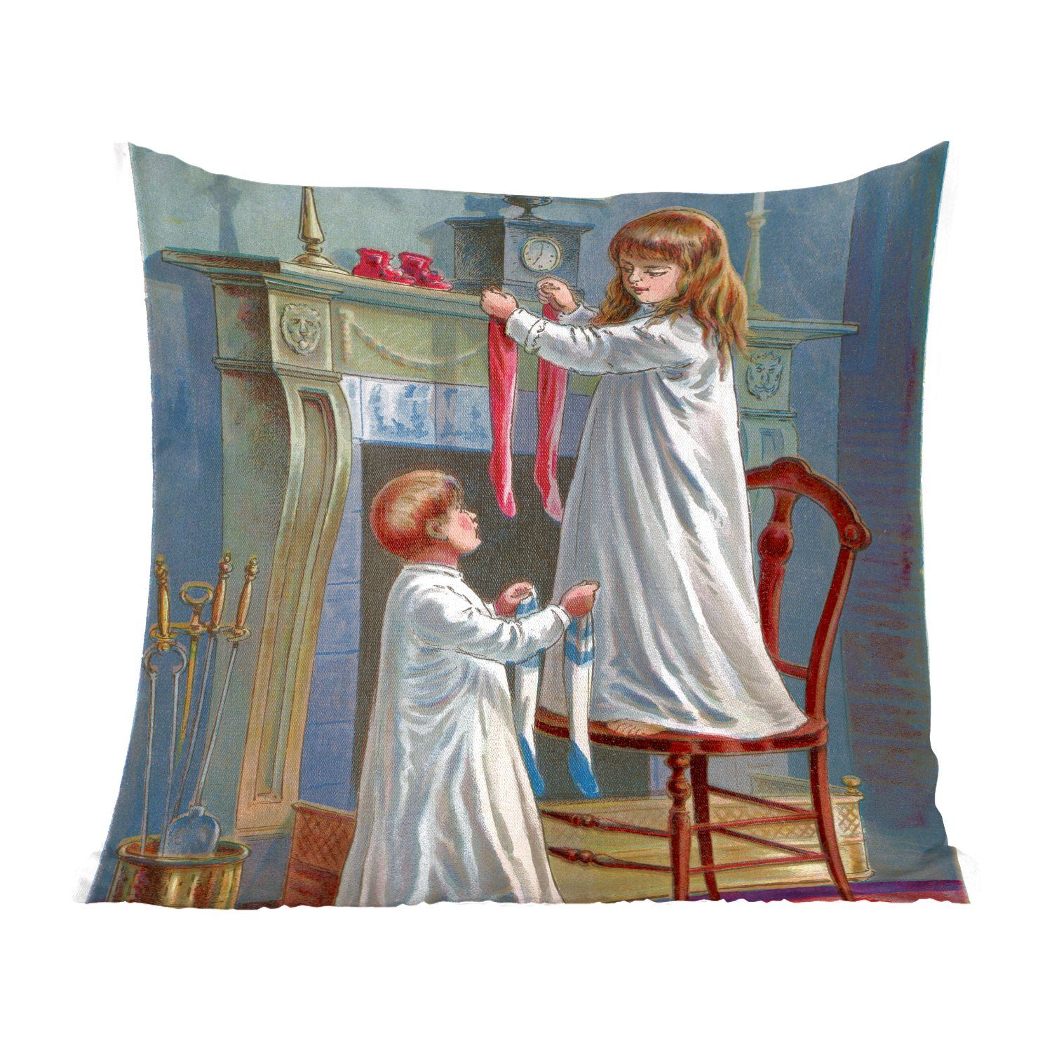 Schlafzimmer, Wohzimmer, Weihnachten Zierkissen mit Sofakissen - Füllung Deko, Winter Dekokissen MuchoWow Vintage, - für