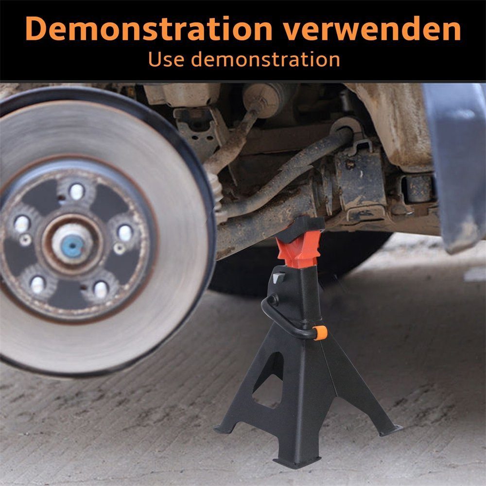 Feel2Home Unterstellbock Unterstellbock 2x 3000KG PKW Wagenheber 3 T höhenverstellbar KFZ, (Set, 2-St., Unterstellböcke), 9 stufige Höhenverstellung dank Zahnstange