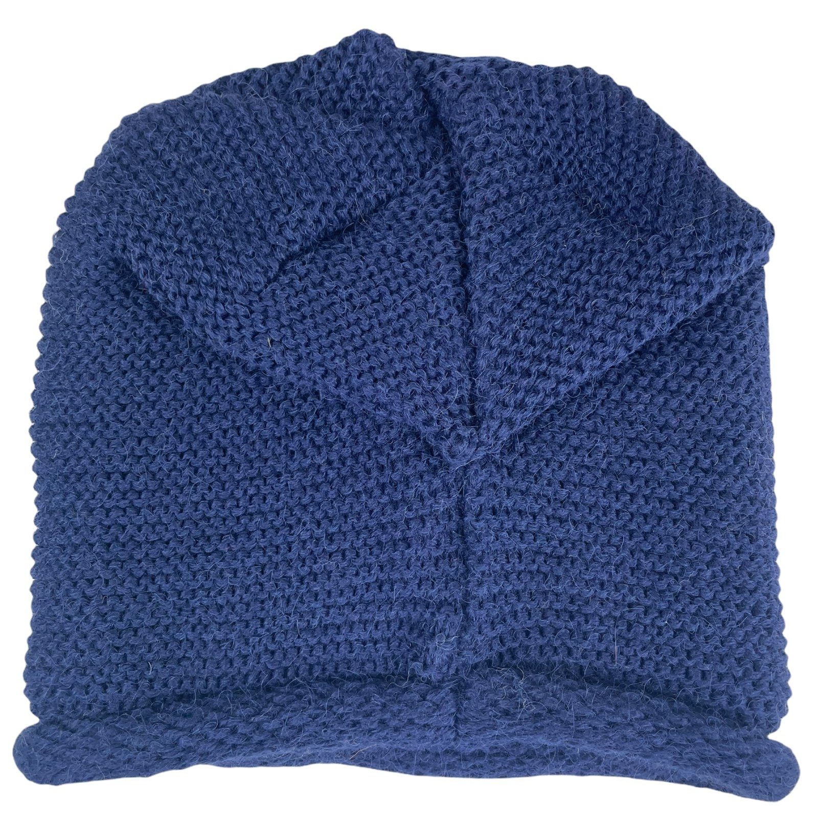 Mütze Taschen4life Damen Strick & blau Beanie (2 und klassisch Long-Beanie uni teilig, für modischer Stil Schal & - unisex N-Set Loop-Schal) Herren, marine einfarbig,
