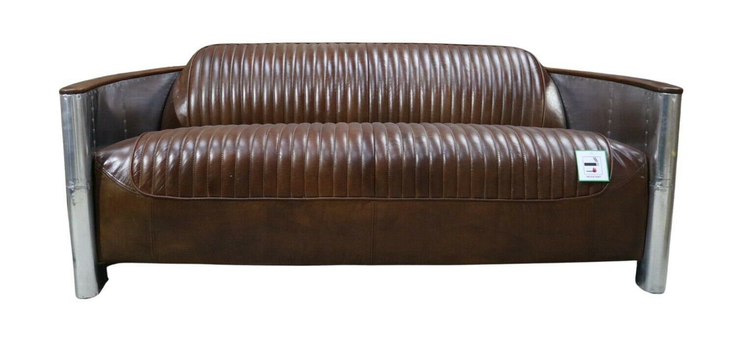 JVmoebel Sofa, Echtleder Sofa Leder Designsofa 3-Sitzer Vintage Couch