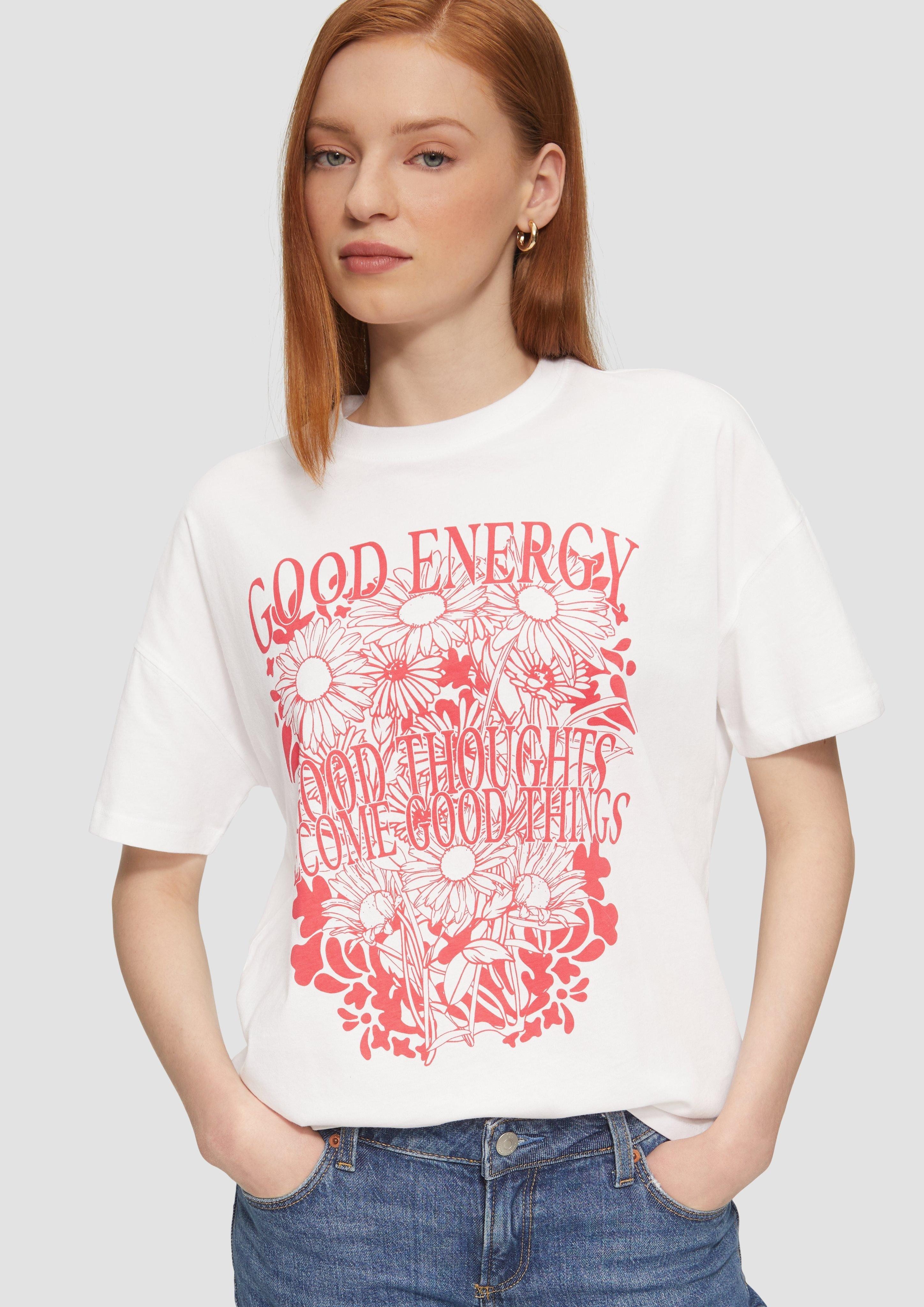 QS Kurzarmshirt Baumwollshirt mit Frontprint und günstig online kaufen
