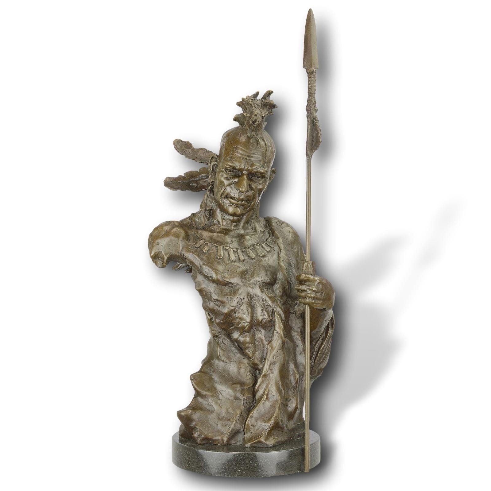 Aubaho Skulptur Bronzefigur Native Americans Torso Bronze Skulptur Statue Antik-Stil 4