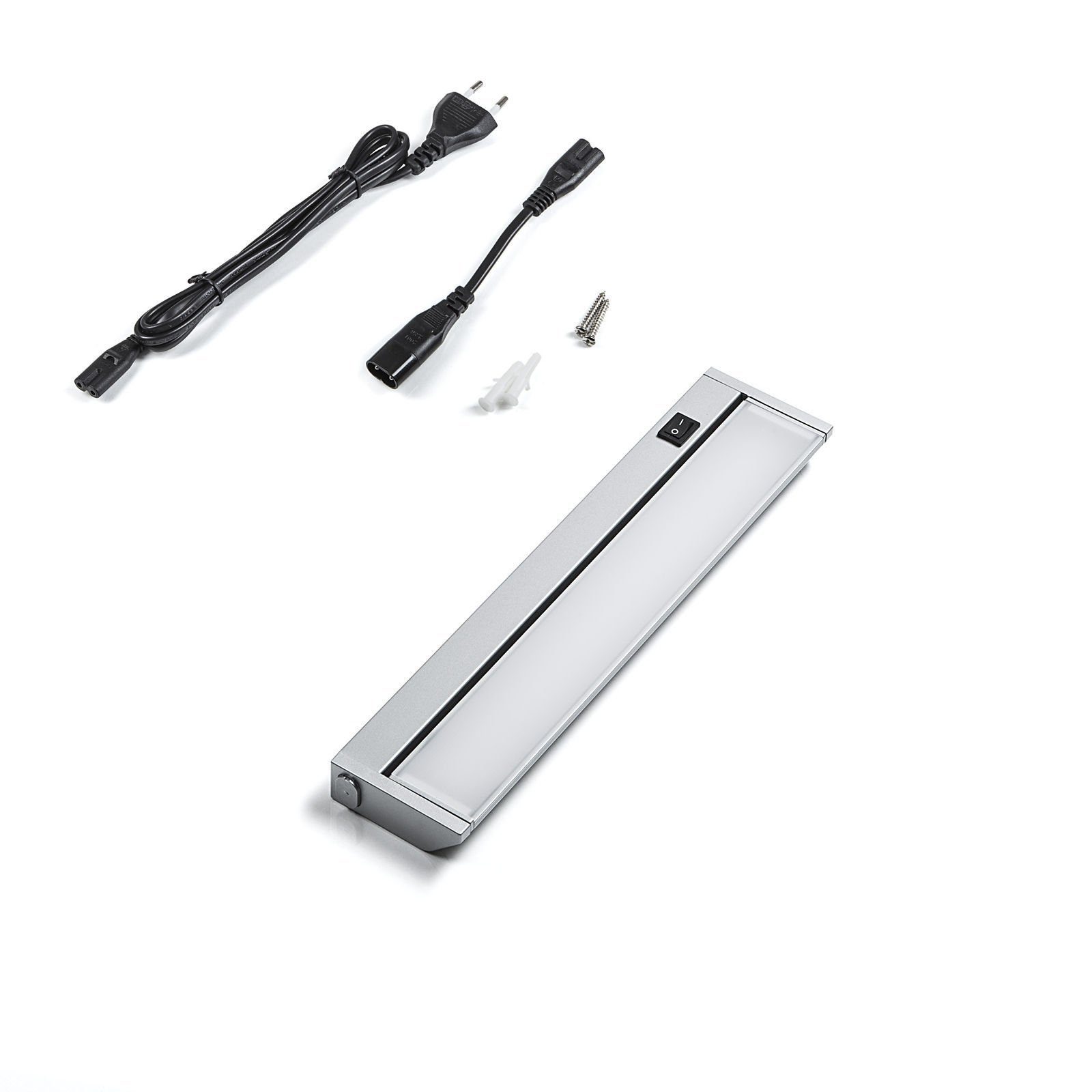 SO-TECH® LED Unterbauleuchte Alessia 350-910 mm mit diffuser Scheibe ohne Lichtpunkte, Reihenschaltung, LED fest integriert, Neutralweiß, 1er Set 5W / 350 mm