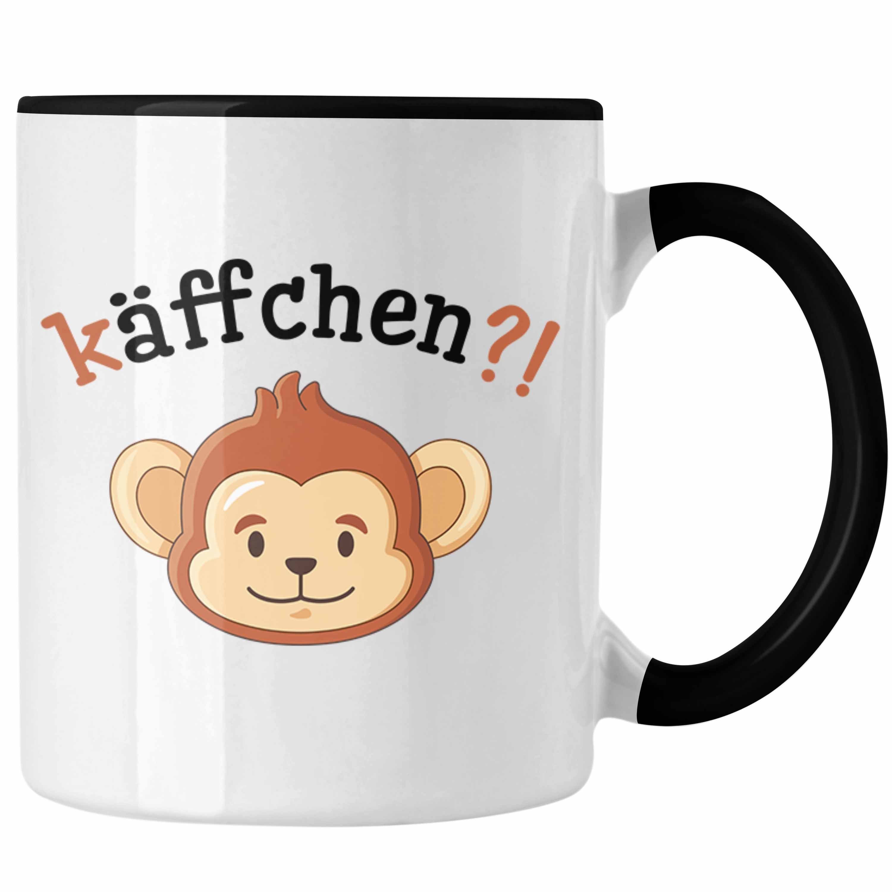 Affe Tasse Käffchen - Tasse Büro Kollegin mit Geschenk Kollege Trendation Lustige Sprüchen Grafik Trendation Kaffeetasse Arbeit Schwarz Tasse