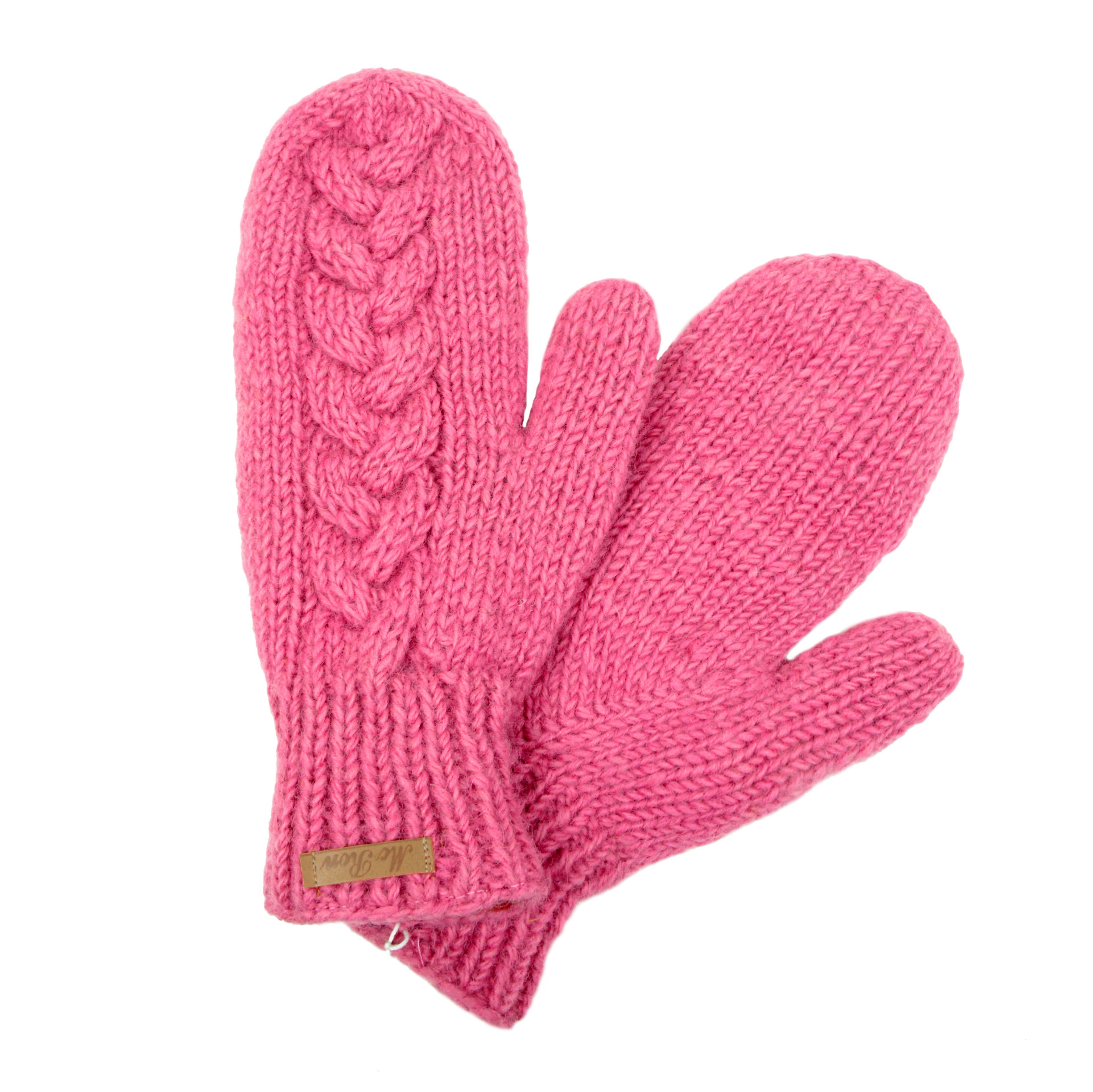 McRon Strickhandschuhe Fäustlinge Modell Clara mit Fleece gefüttert, hoher Schurwollanteil Flamingo