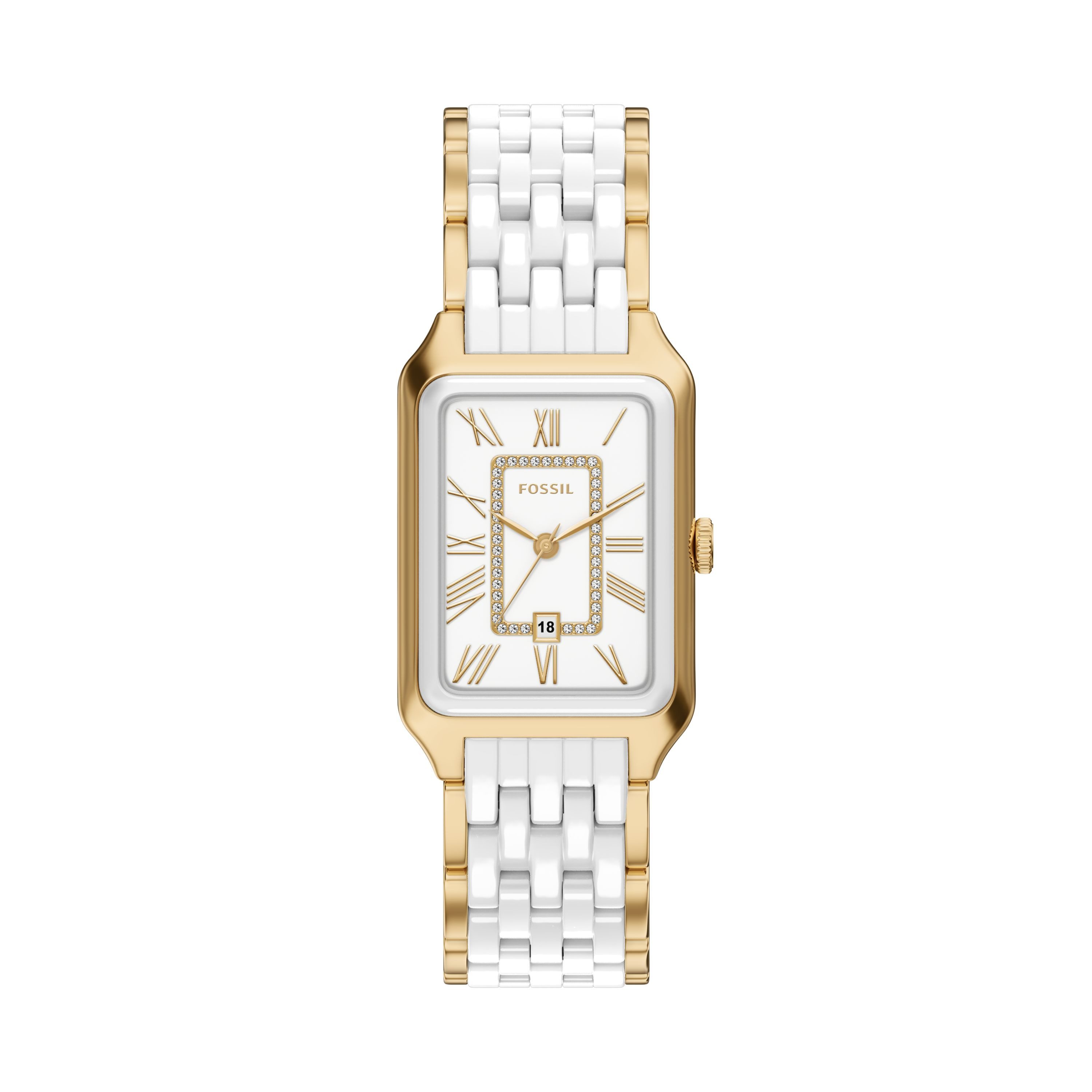 Fossil Quarzuhr Raquel CE1136, Armbanduhr, analog, Tag, Glassteine