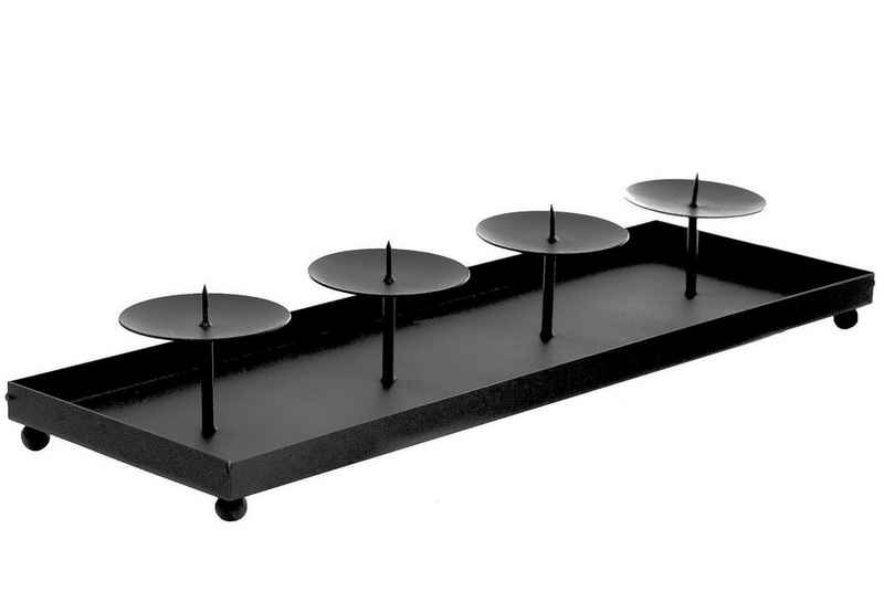 Spetebo Adventskranz 4er Metall Торшери in schwarz - 40 cm, mit Tablett mit Kerzenpick für Stumpenkerzen Kugelkerzen