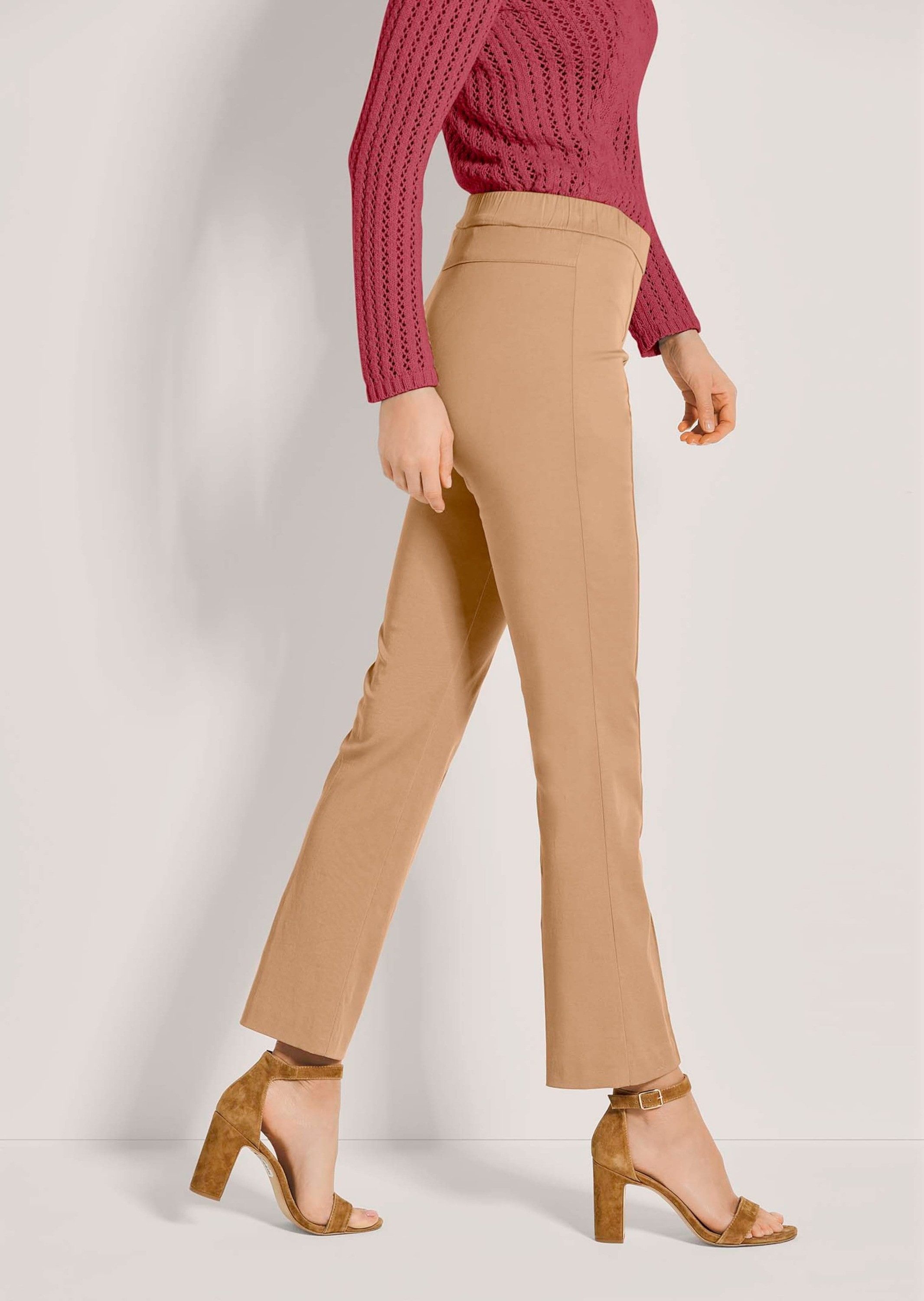 MADELEINE Bügelfaltenhose Stretch-Hose mit Biesen, Bügelfalten Unifarbenes Design ohne Verschluss für puristische Optik