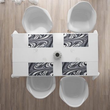 Platzset, Waschbare Stoff Esszimmer Küche Tischdekorations Digitaldruck, Abakuhaus, (4-teilig, 4 Teilig-St., Set aus 4x), Abstrakt Schwarz-weiße surreale Kunst
