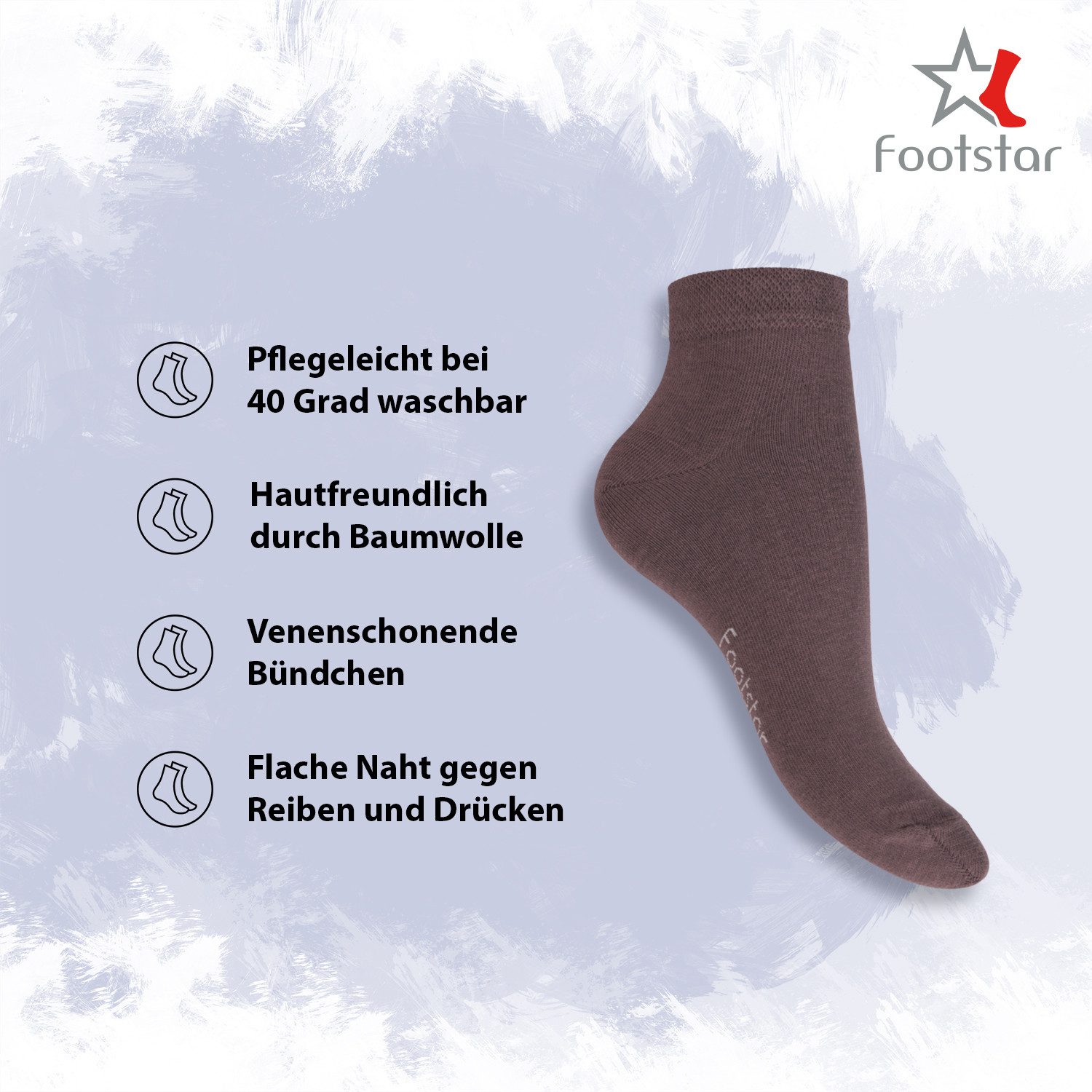 Footstar Kurzsocken EVERYDAY! 10 Paar Quarter Socken Kurzsocken Kurze Baumwoll Socken