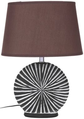 BRUBAKER Nachttischlampe Tischlampe Organic Braun, ohne Leuchtmittel, Keramikfuß und Stoffschirm - Höhe 36 cm - modern