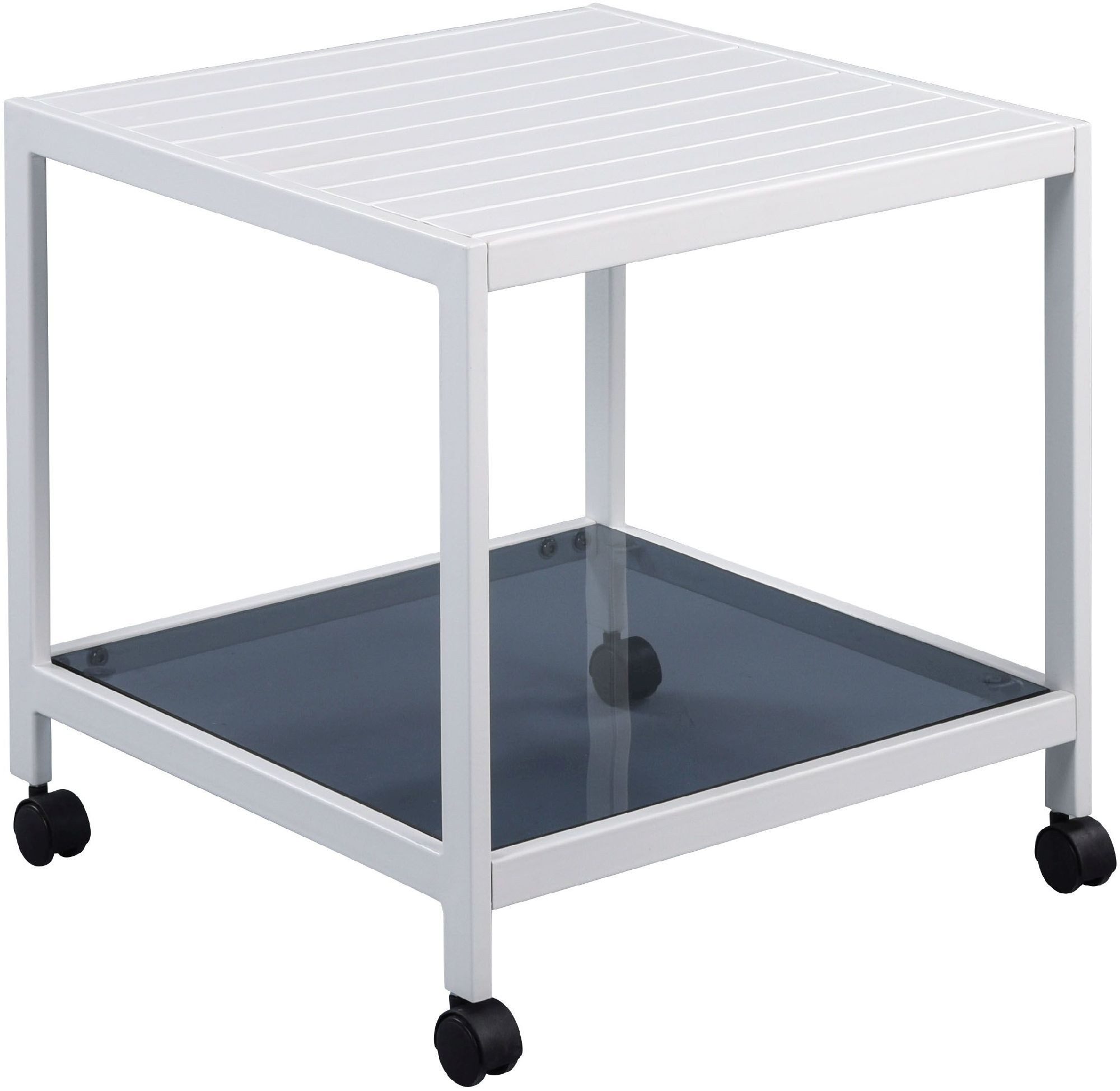 M2 Kollektion Couchtisch Tago, mit Ablage Rollbar Quadratisch Metall Sicherheitsglas 50x50x50cm