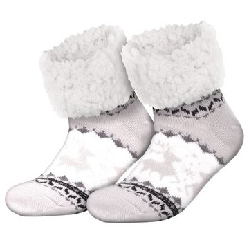 compagno Kuschelsocken (1-Paar) Kuschelsocken Rentiere Noppensocken Anti Rutsch Sohle Wintersocken Damen Herren Socken 1 Paar Einheitsgröße