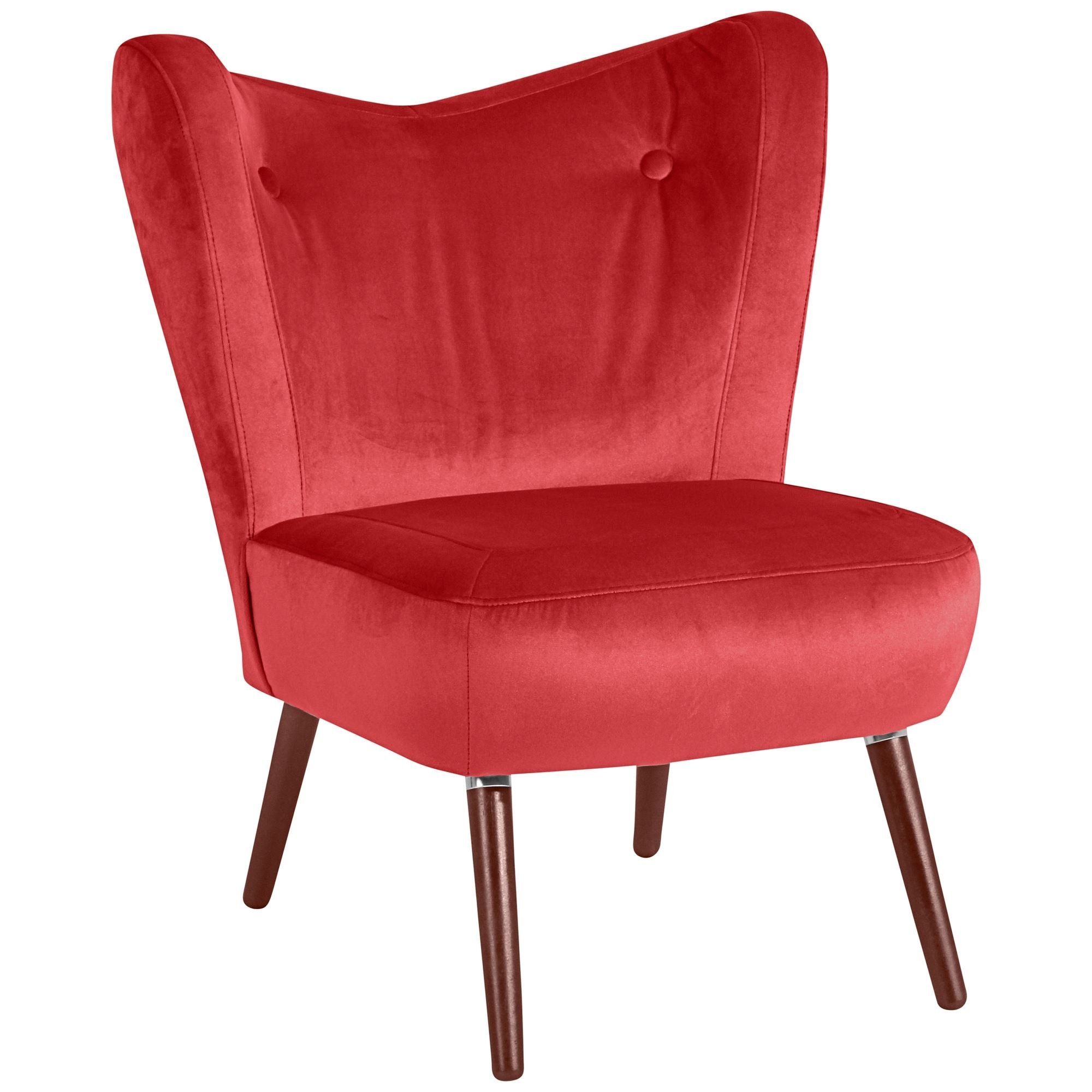 58 Versand, dunkel hochwertig Sessel aufm / (Sparpreis rot nussbaum Buche Kathy Samtvelours Kessel 1-St), Kostenlosem Bezug verarbeitet,bequemer Sitz 22623 Sessel inkl.