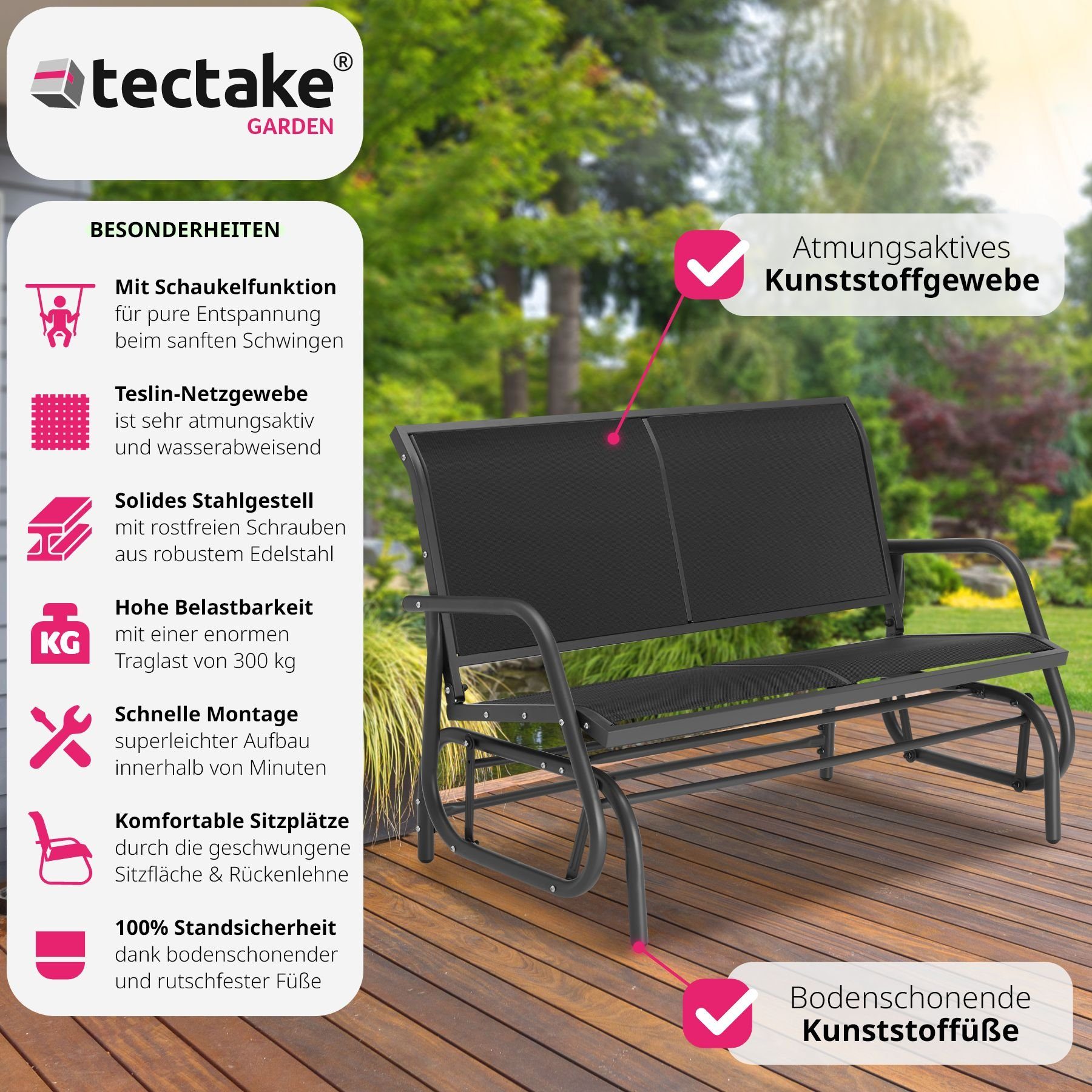 tectake Gartenbank Schaukelbank, 2-Sitzer günstig online kaufen